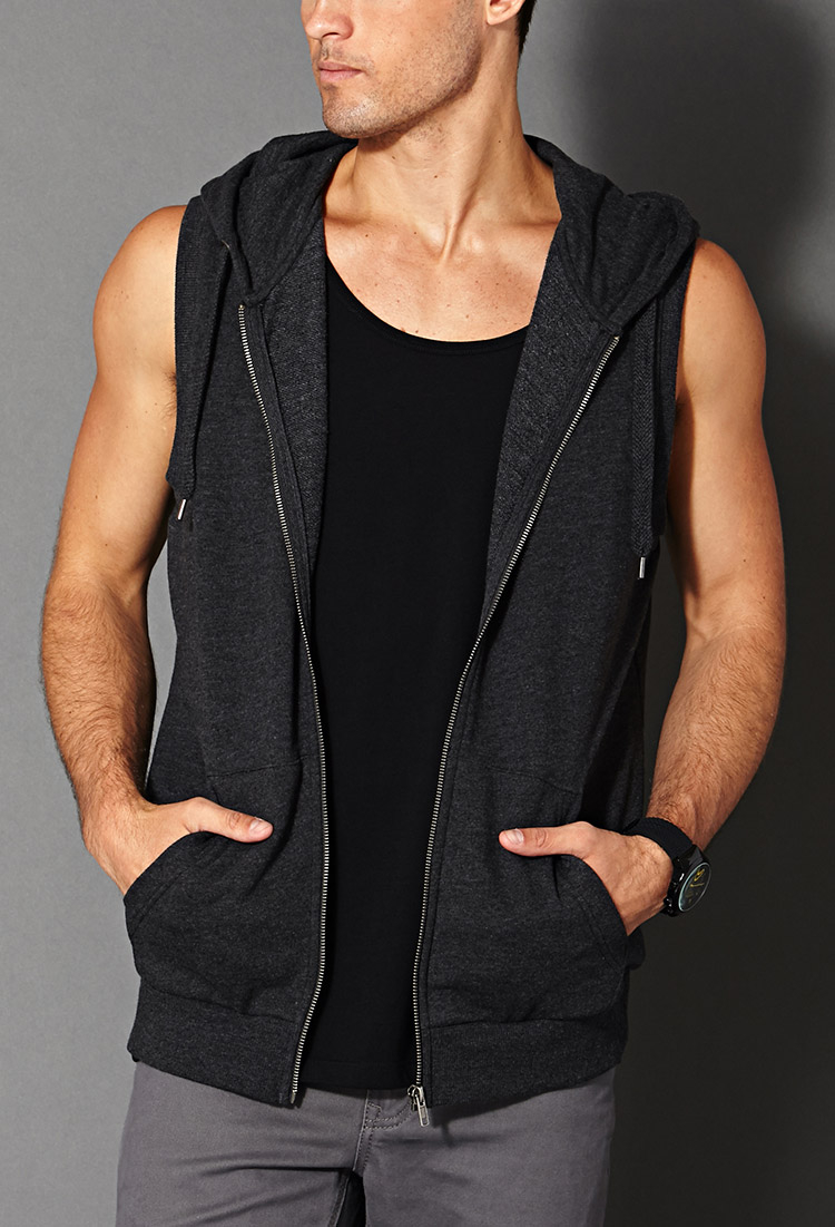 Lyst - Forever 21 Sleeveless Hoodie in Gray for Men