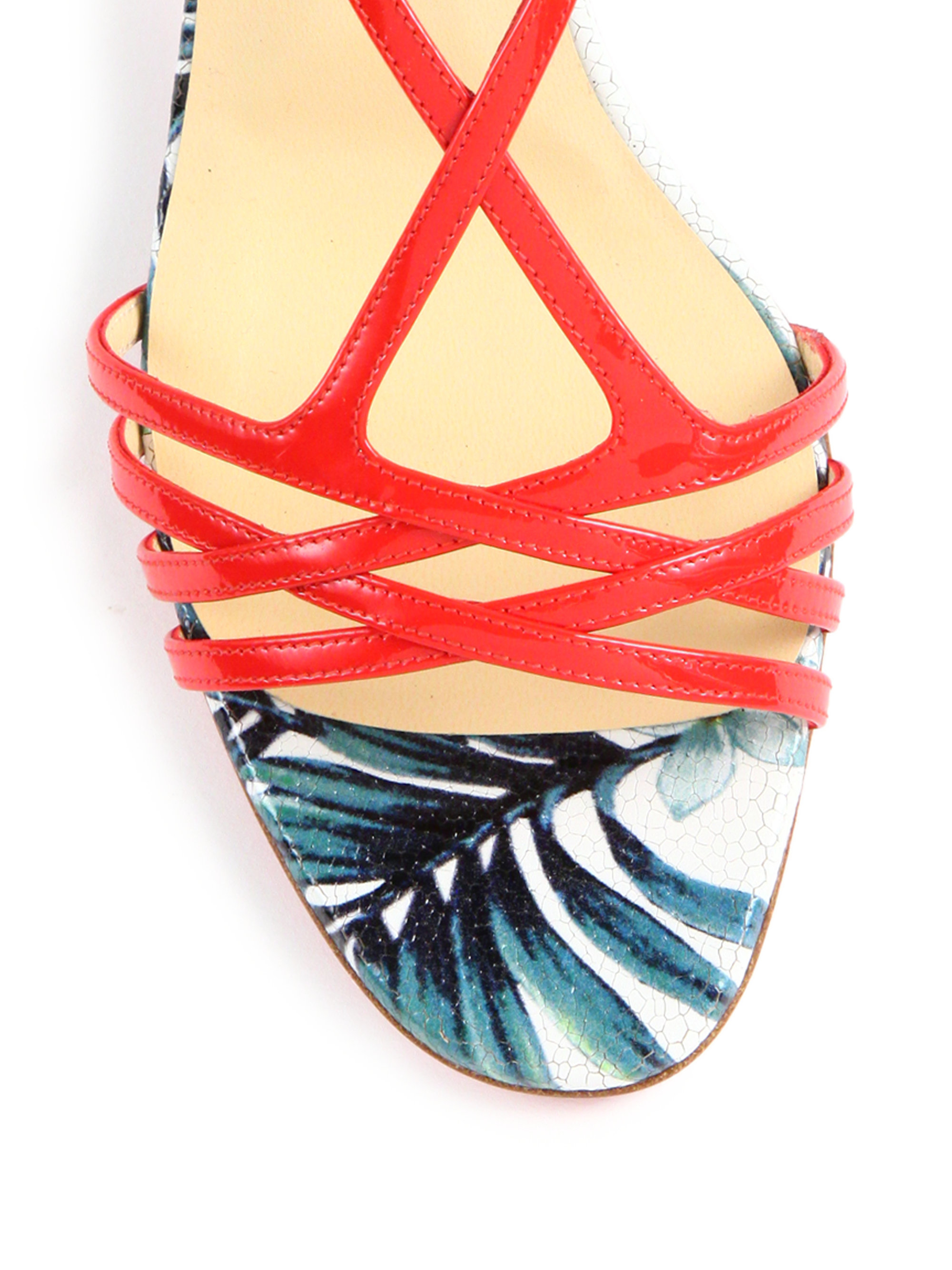 christian louboutin printed patent leather studded sandals christian louboutin printed patent leather studded sandals