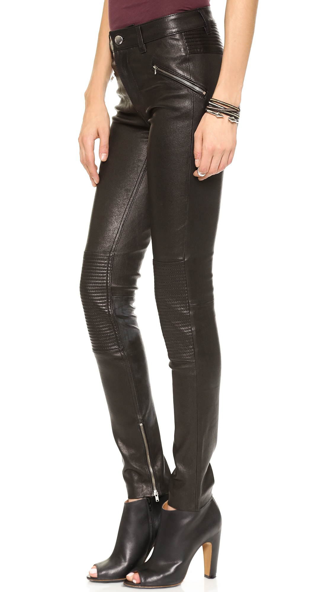 Lyst Blk Dnm Bikerstyle Leather Trousers In Black 8255