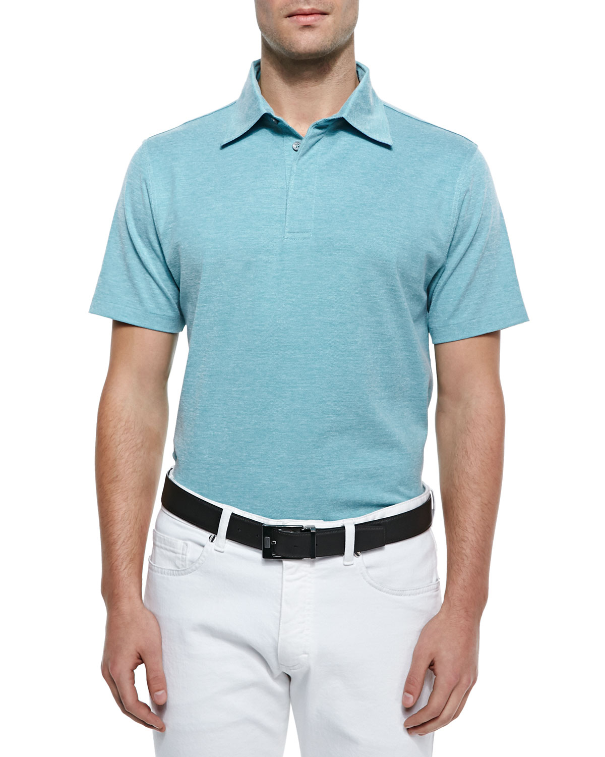 Lyst - Ermenegildo Zegna Spread Collar Polo Shirt in Blue for Men