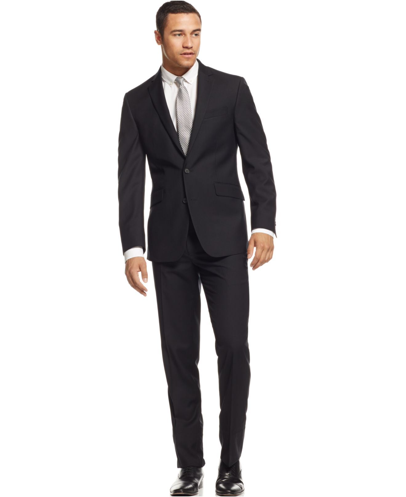 Lyst - Kenneth Cole Reaction Black Stripe Slim-fit Suit in Black for Men