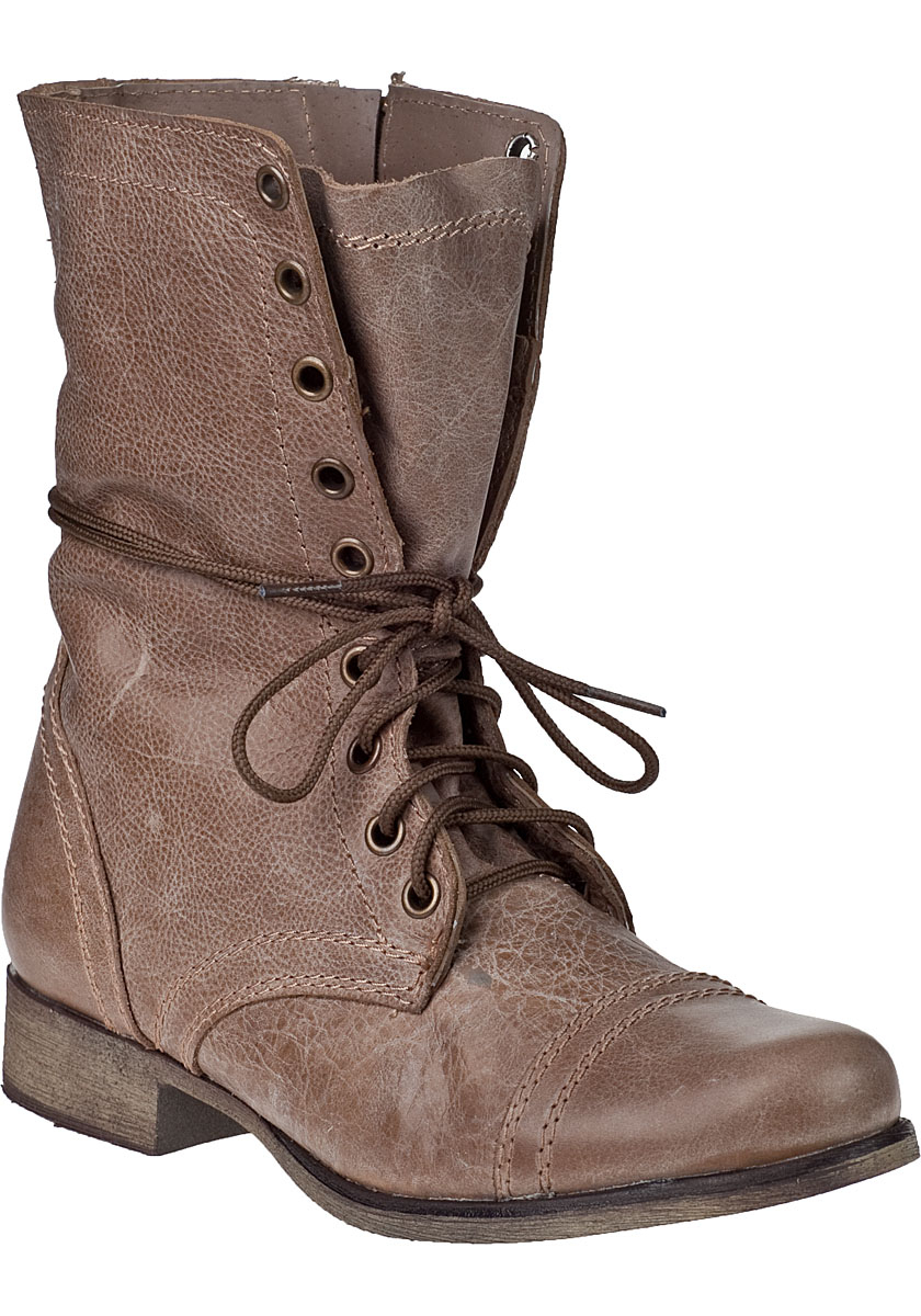 Steve madden Troopa Lace-up Boot Stone Leather in Brown | Lyst