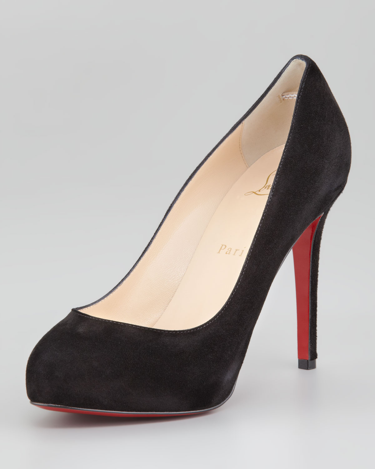 Lyst - Christian Louboutin New Declic Suede Red Sole Pump in Black