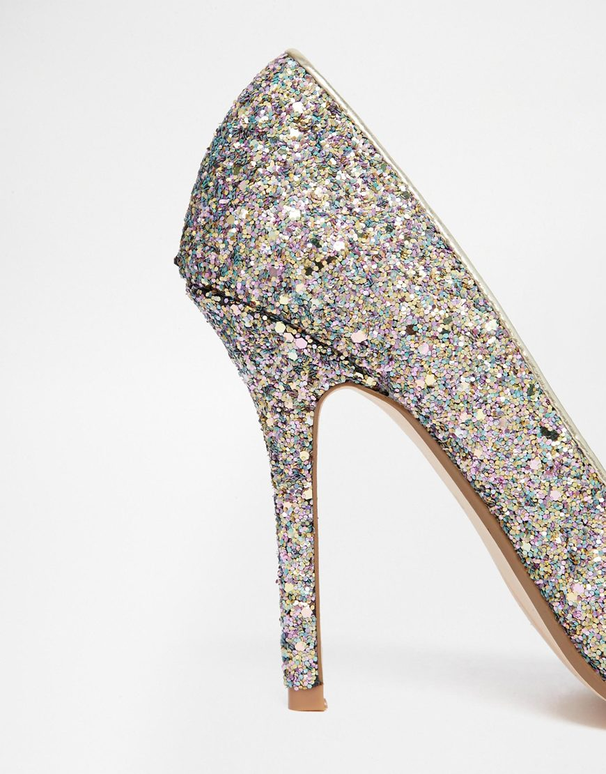 dune gold glitter heels
