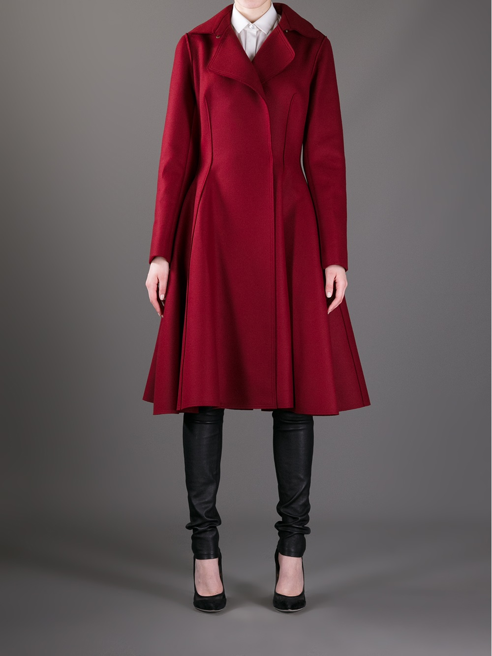 Lanvin Flared Hem Coat in Red Lyst