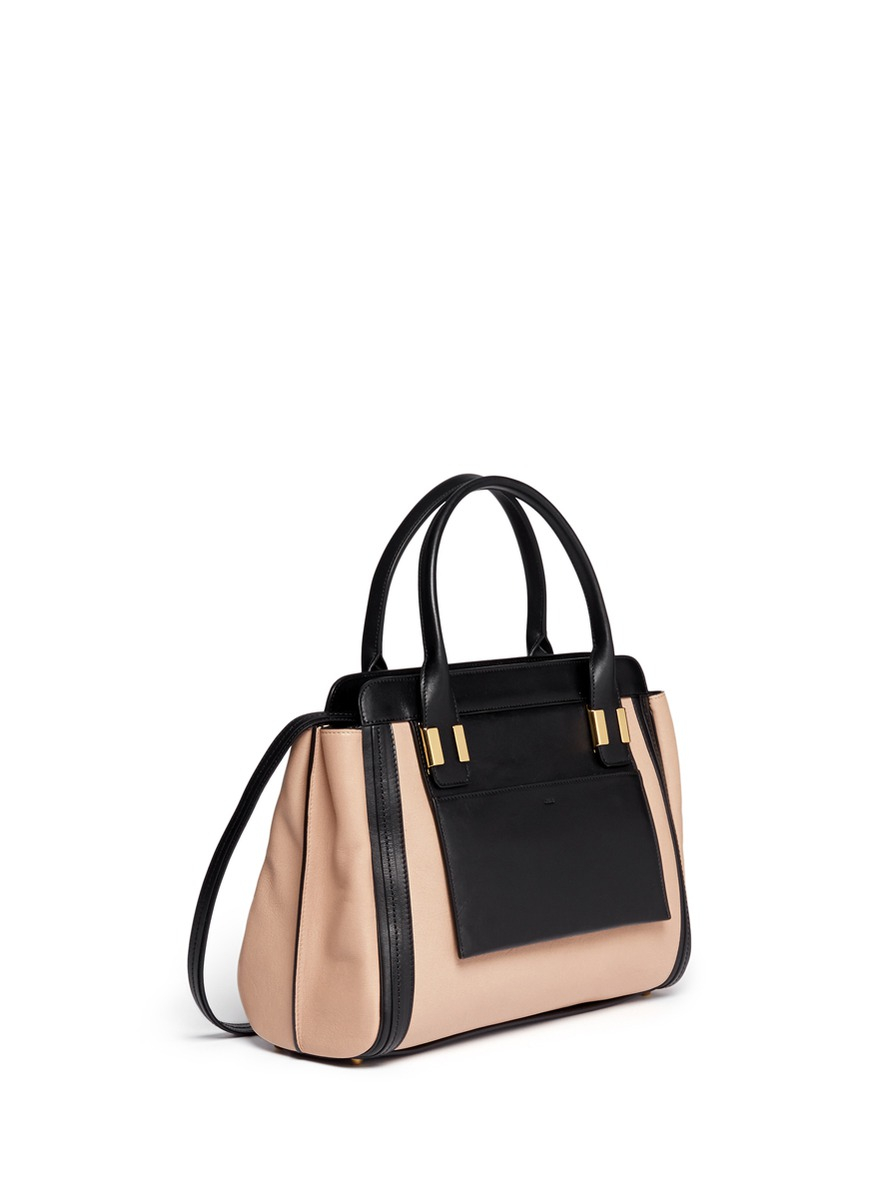 Chloé 'alice' Two-tone Medium Leather Bag in Black | Lyst