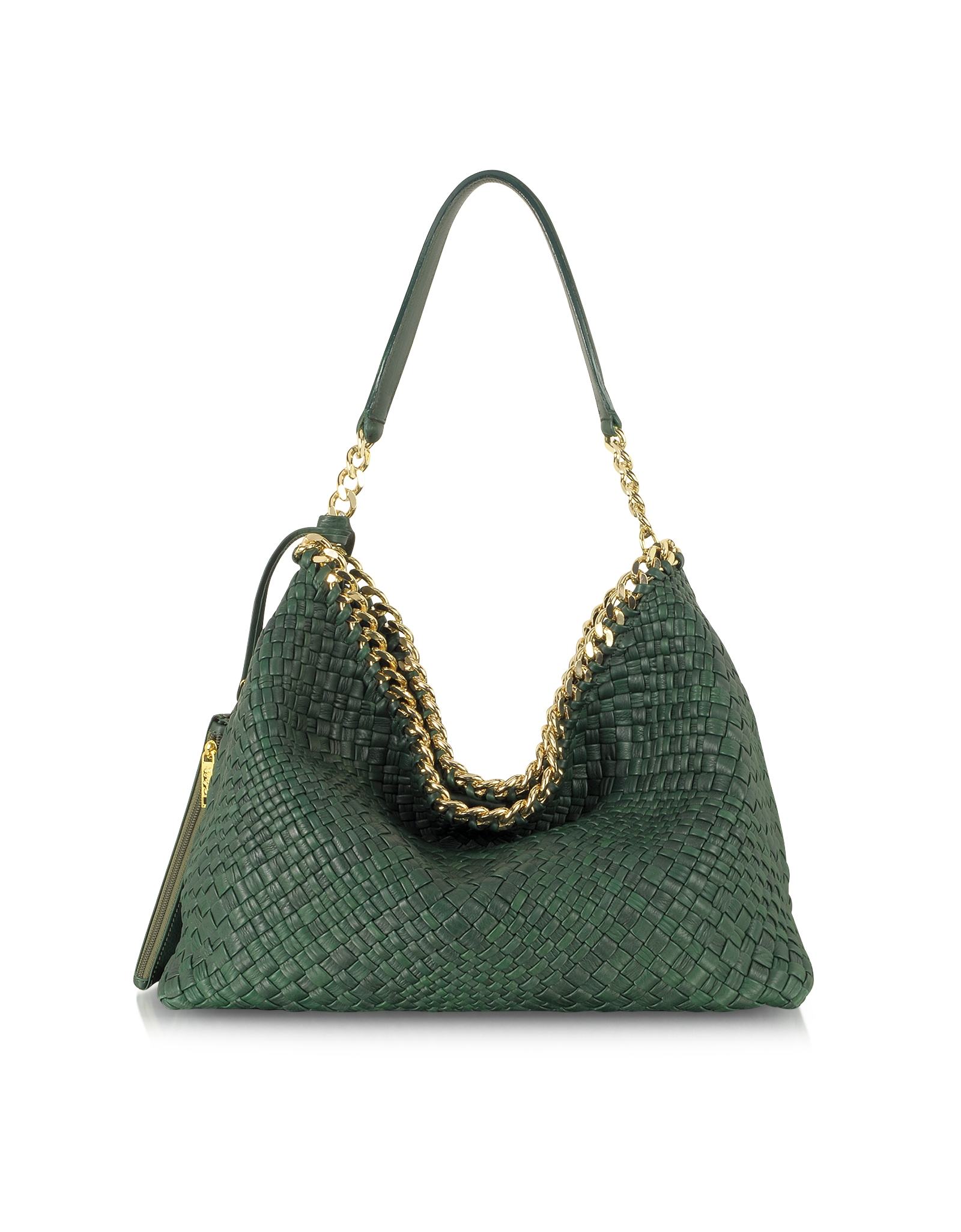 Lyst - Ghibli Emerald Green Woven Leather Shoulder Bag in Green