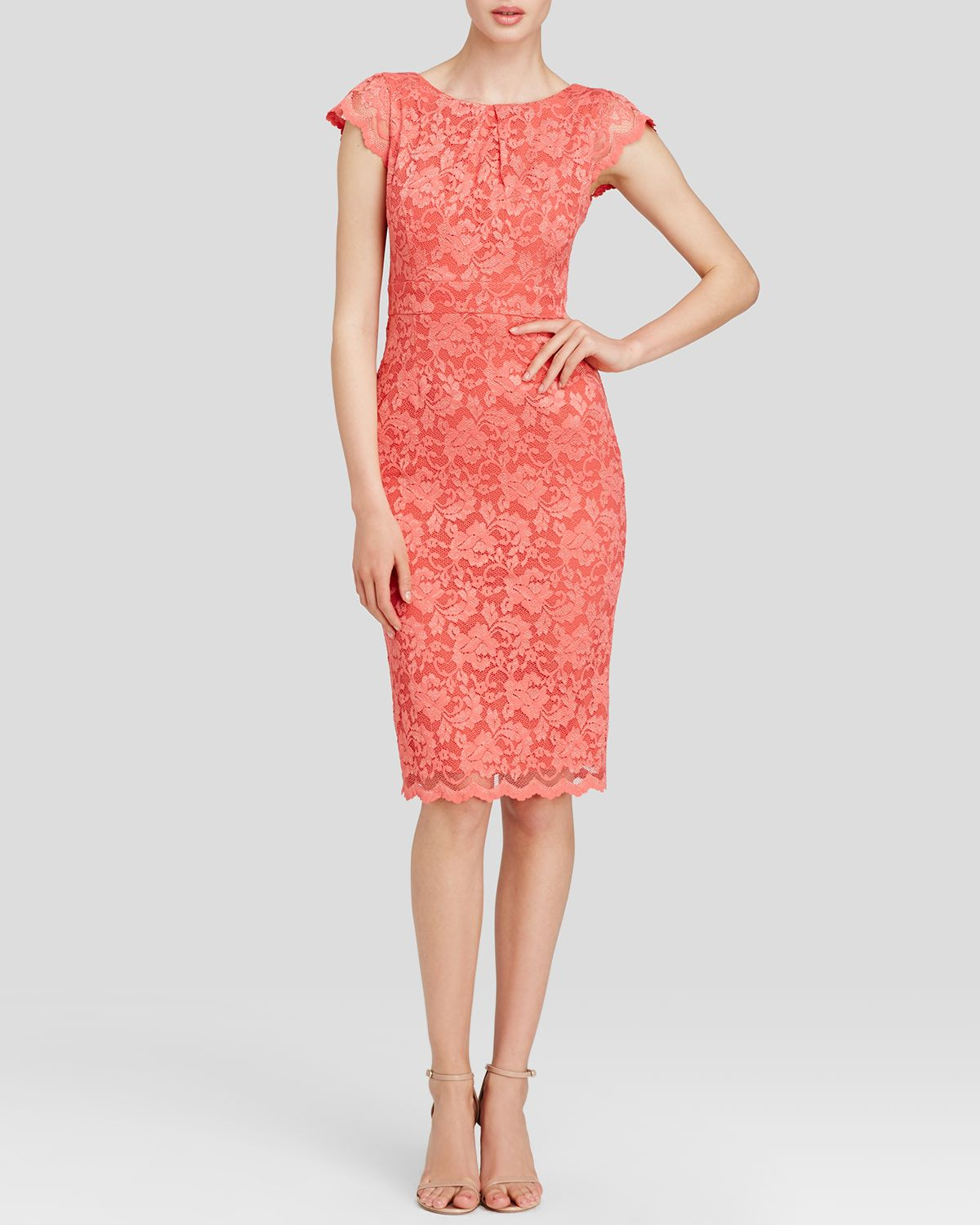 Lyst Abs By Allen Schwartz Dress Cap Sleeve Lace in Pink