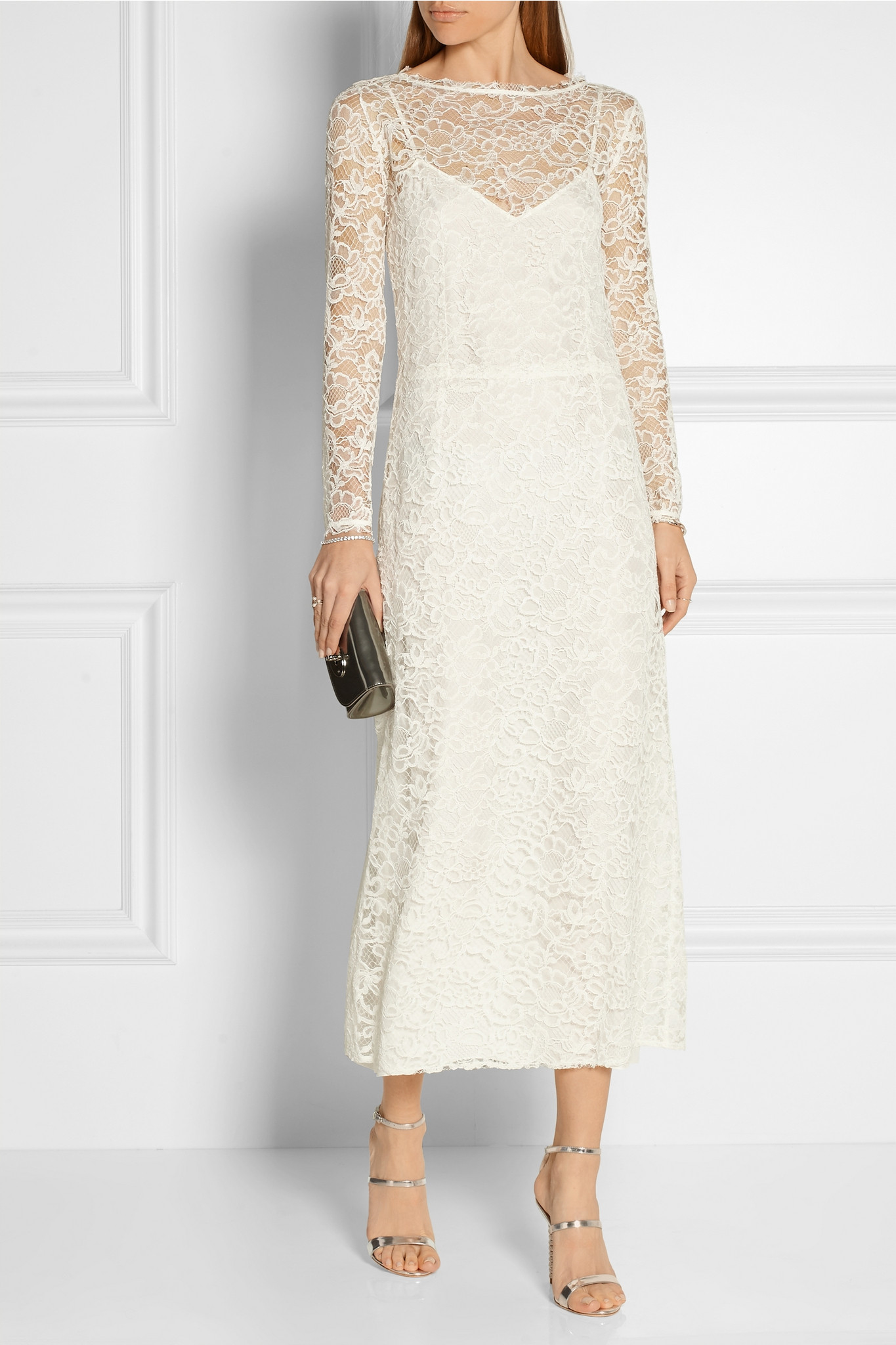 Lyst Nina Ricci Corded Lace Dress In Natural Gallery