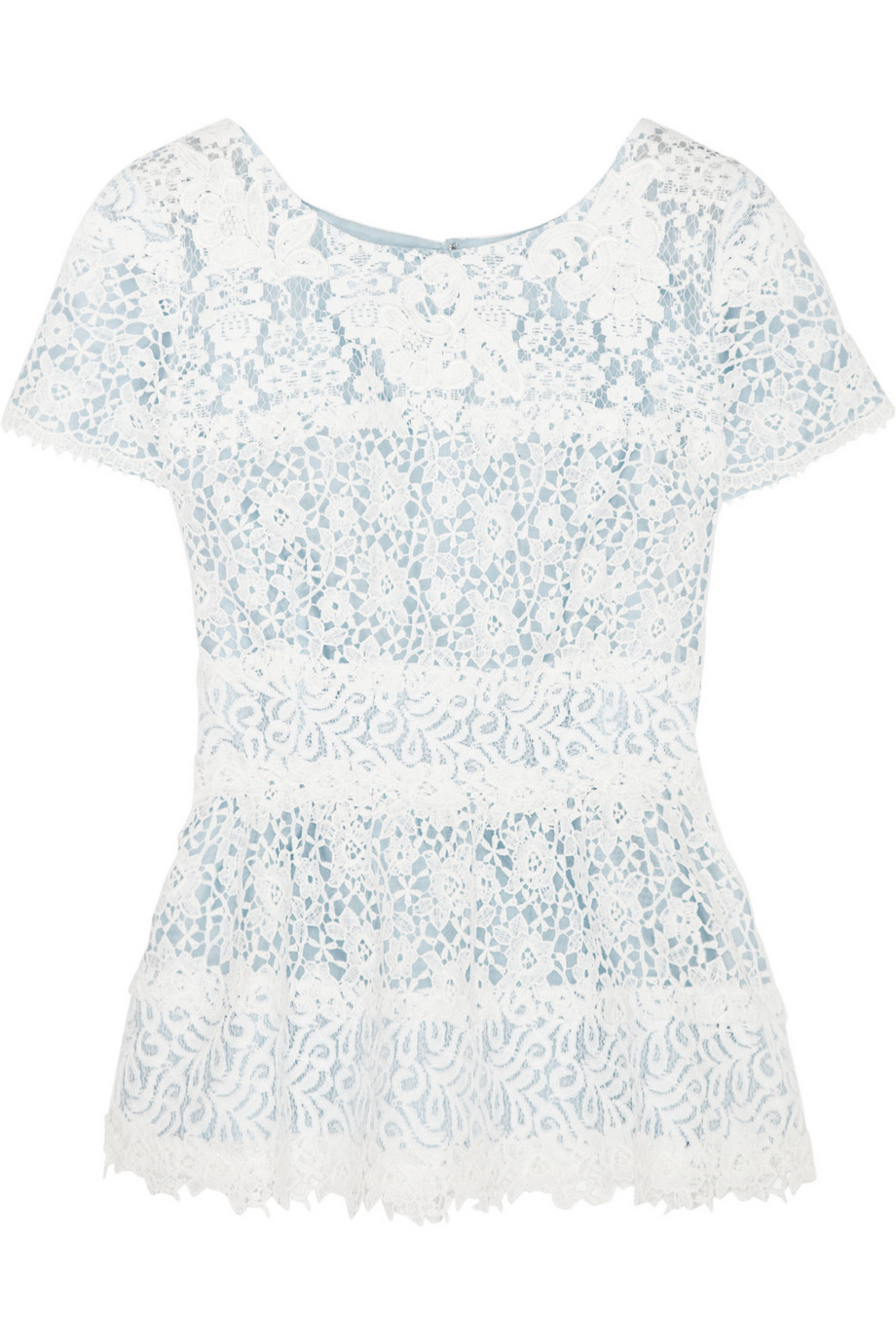 Oscar De La Renta Lace And Silk Peplum Top In White Lyst