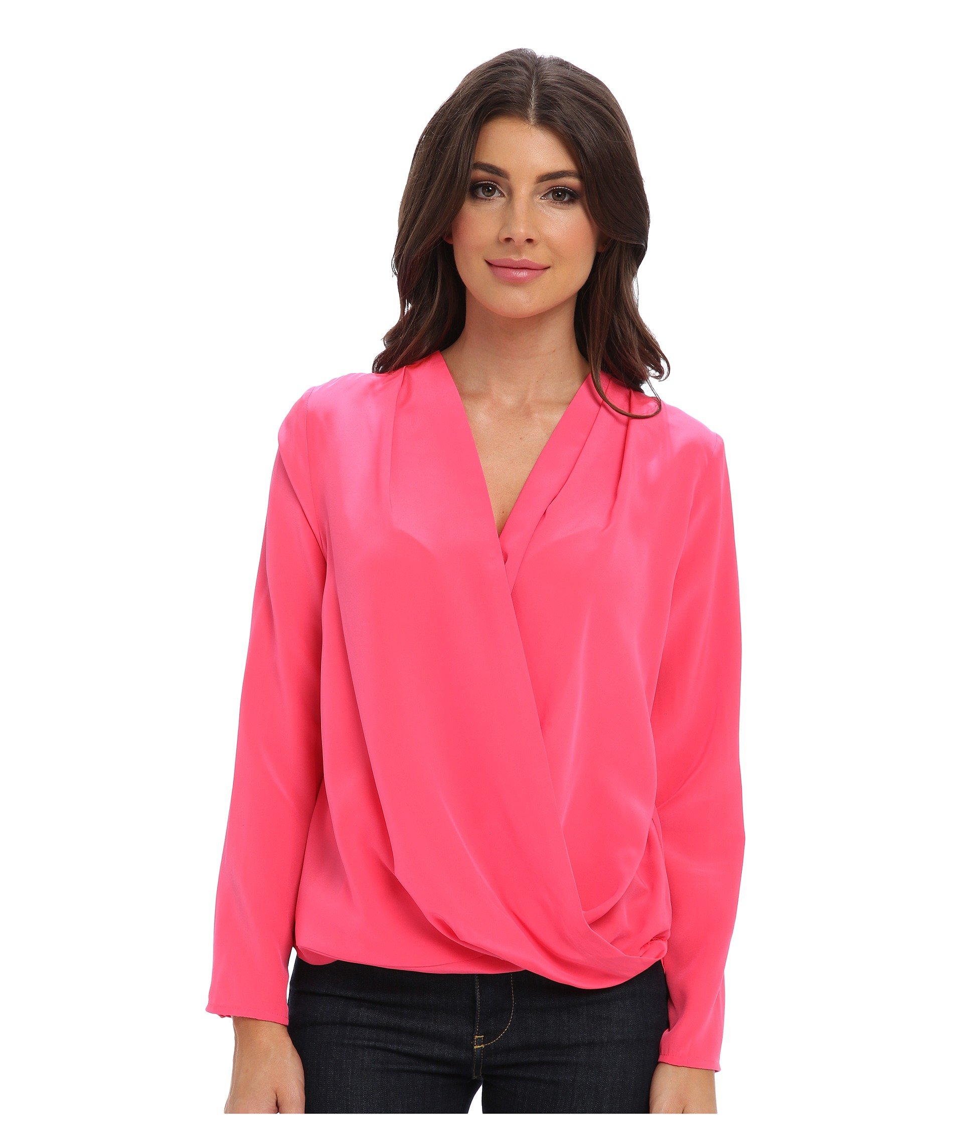 Amanda uprichard Crossover Blouse in Pink | Lyst