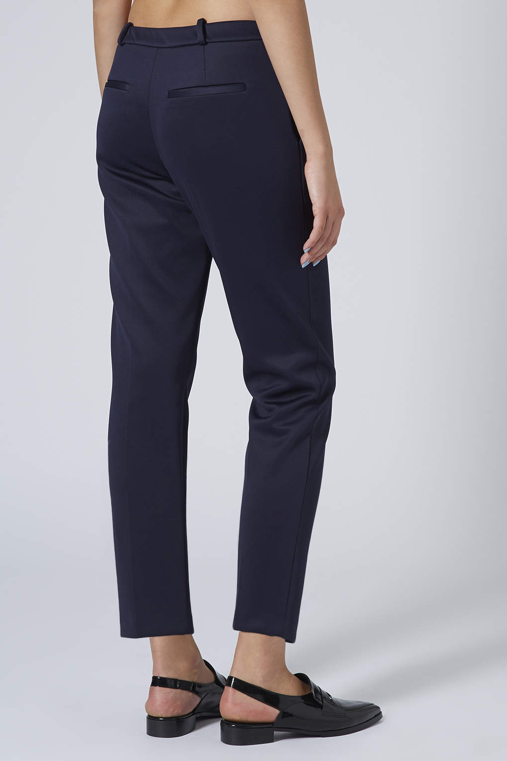 navy blue slim fit trousers womens