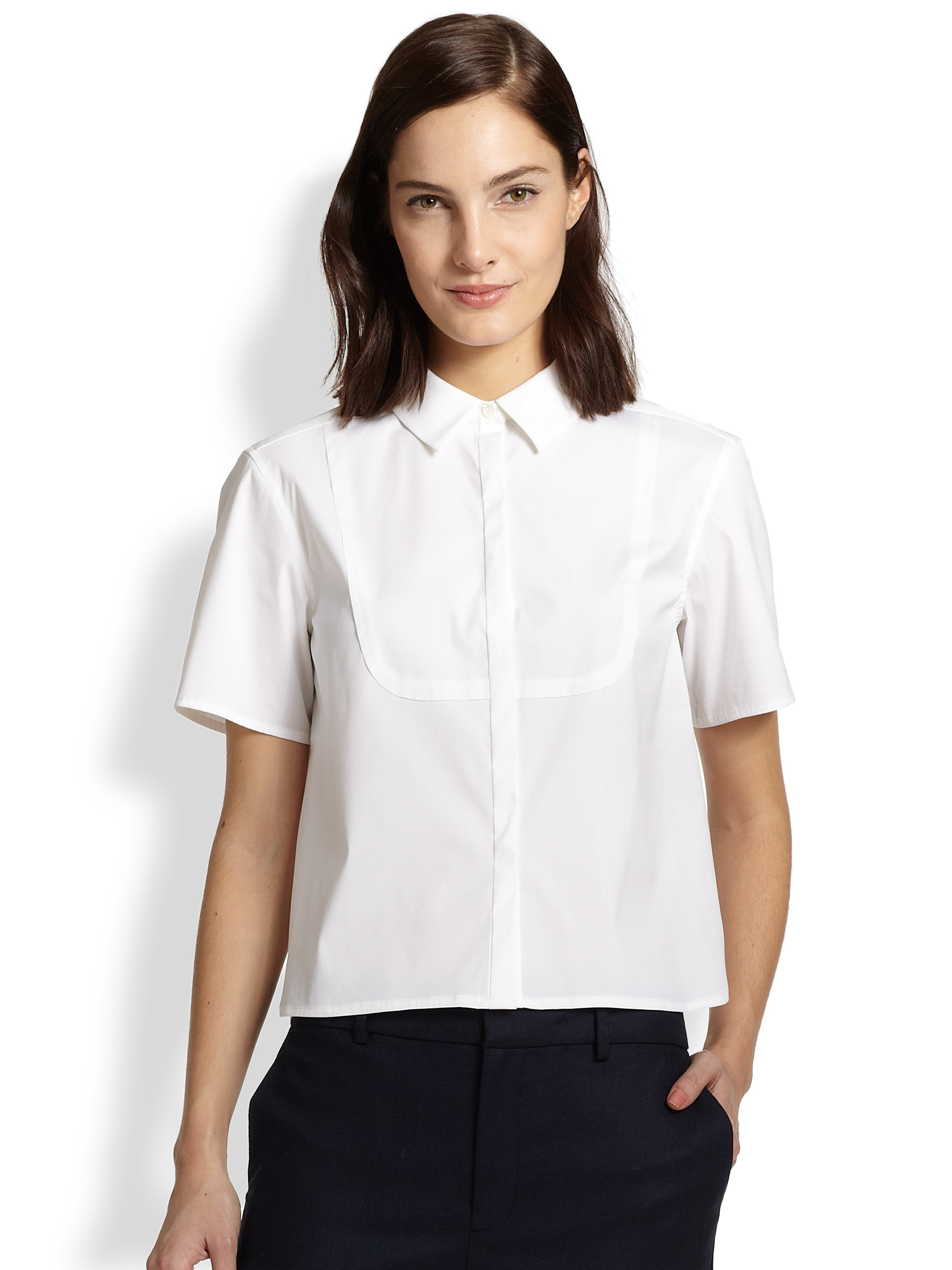 J brand Chelsea Cotton Poplin Blouse in White | Lyst