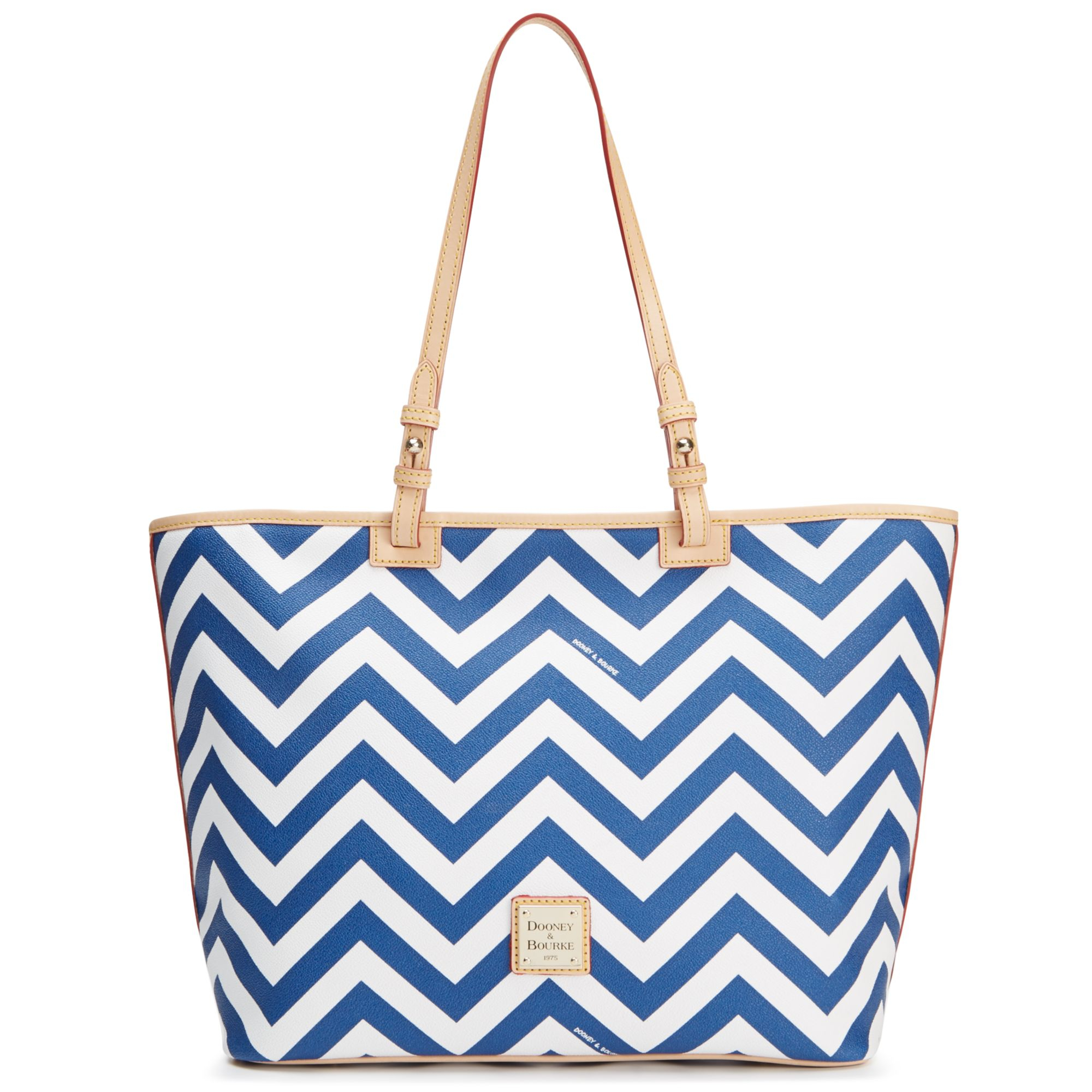 Dooney & Bourke Chevron Leisure Shopper in White (Navy/White) | Lyst