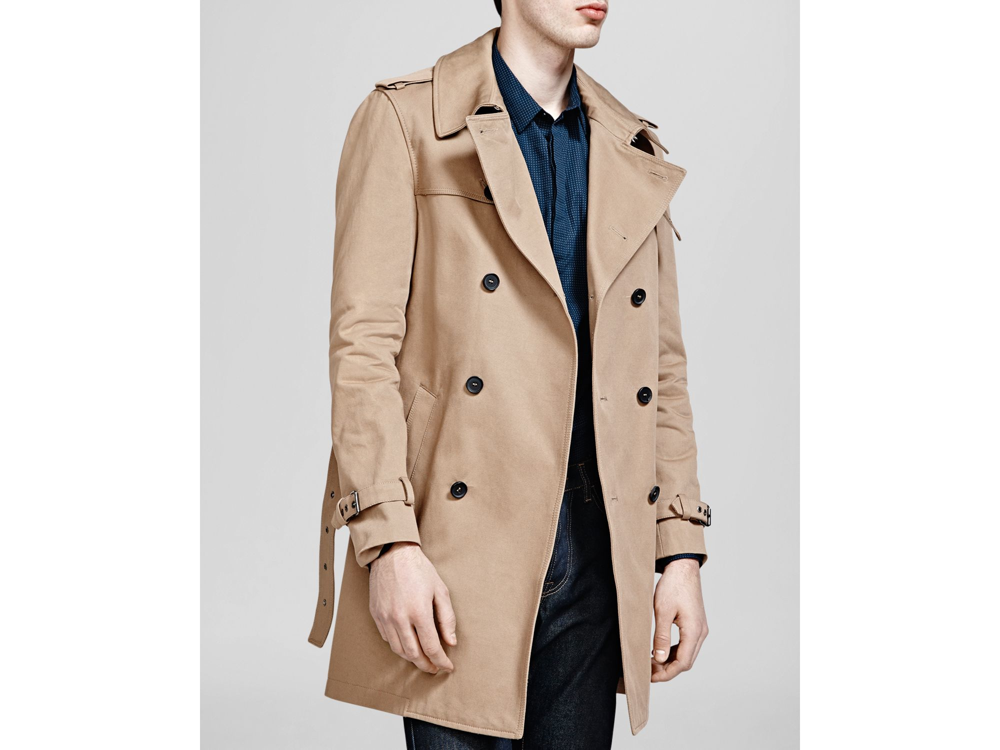Kooples Trench For Lyst Gabardine In Coat Twill The Men Natural 5qxIR