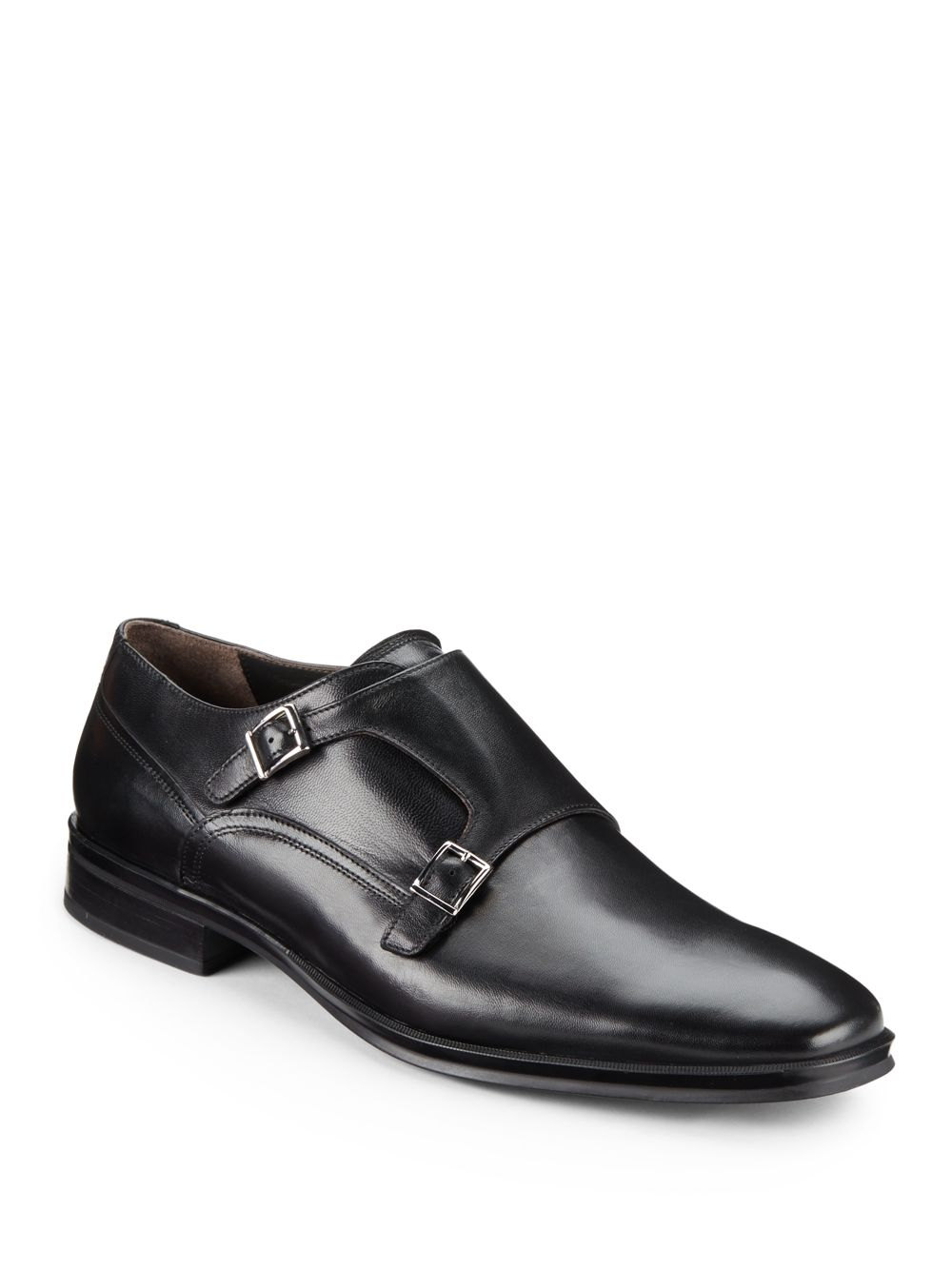 Bruno Magli Paro Leather Double Monkstrap Shoes in Black for Men | Lyst