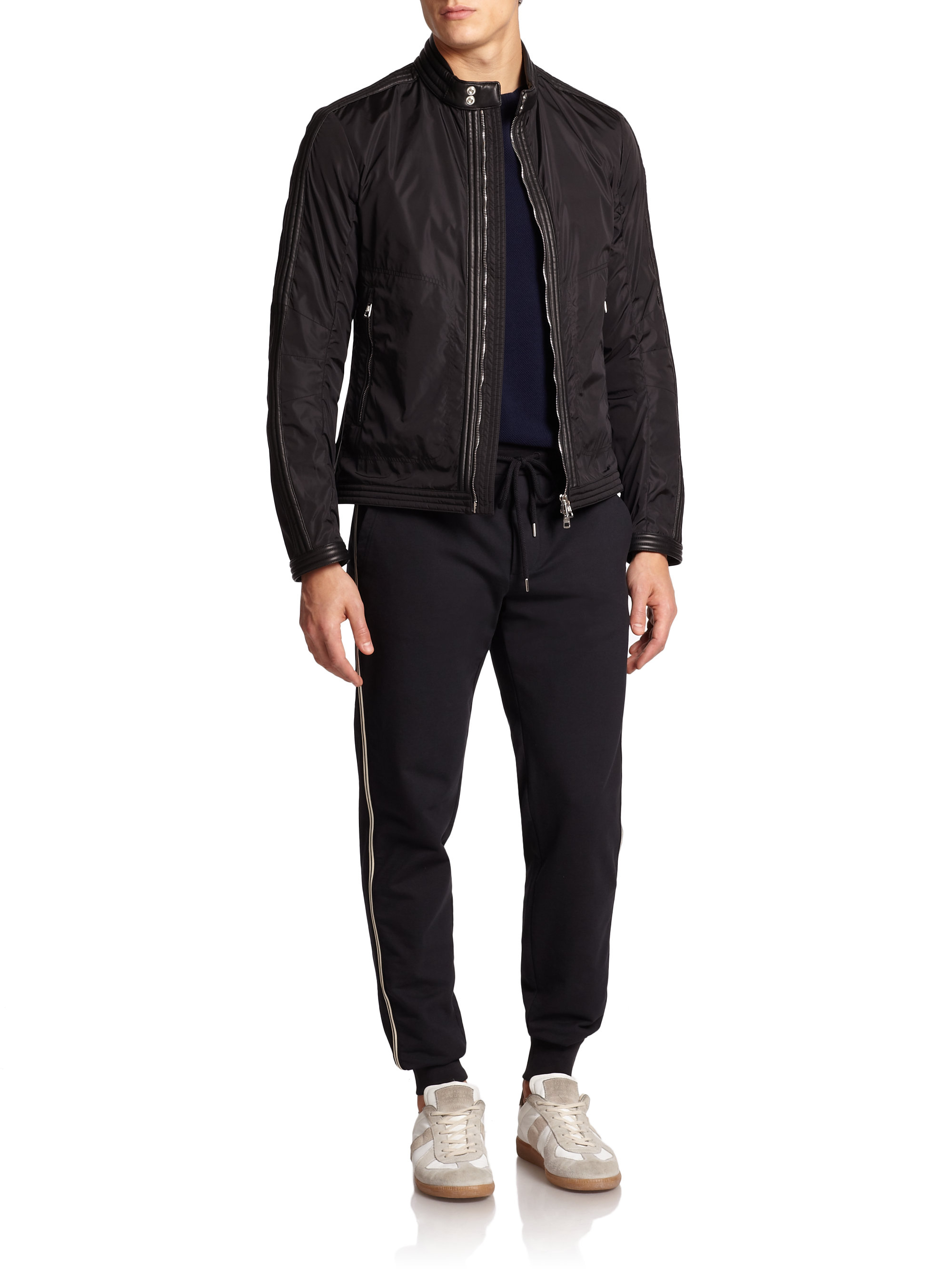 moncler daquin quilted front-zip nylon moto jacket black moncler daquin quilted front-zip nylon moto jacket black