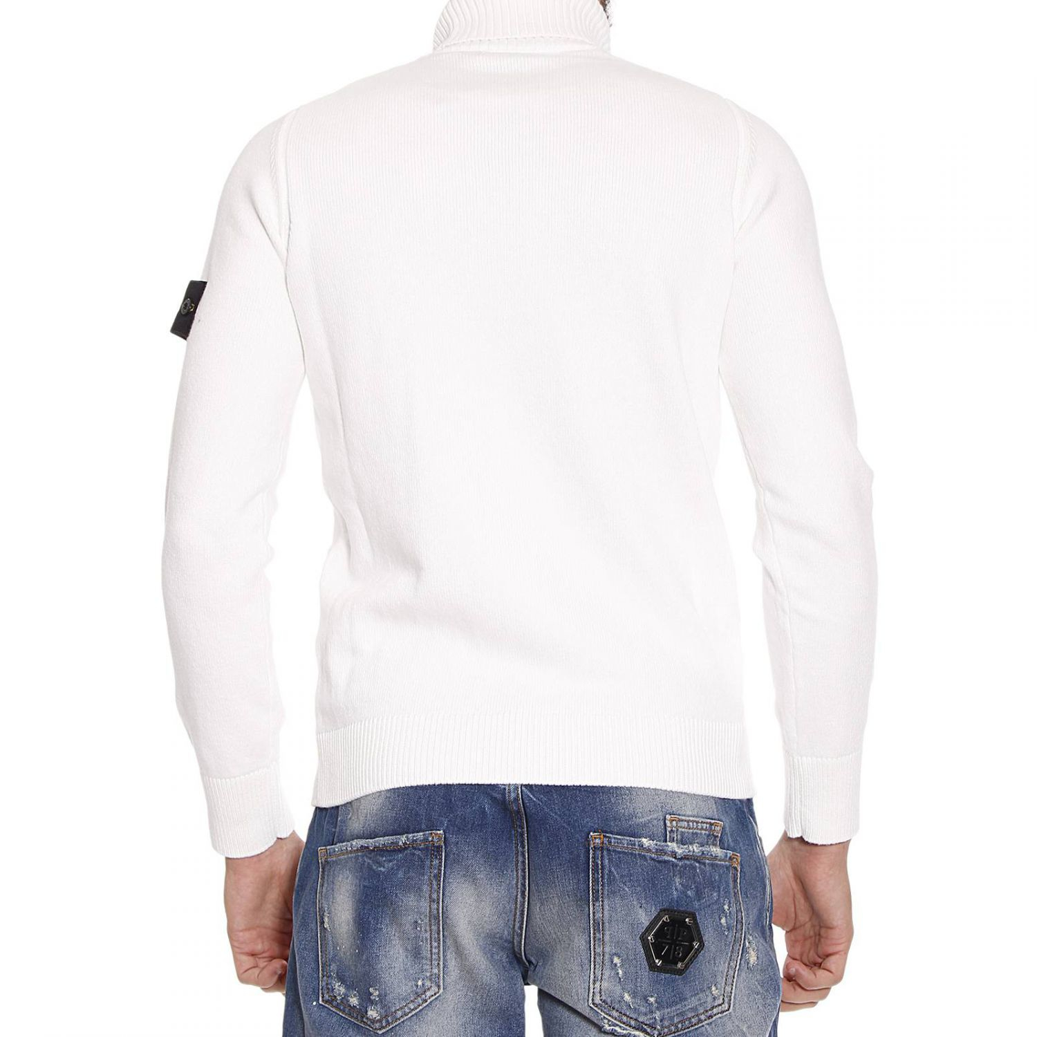 Stone island Sweater Winter Cotton Turtleneck in White for Men | Lyst