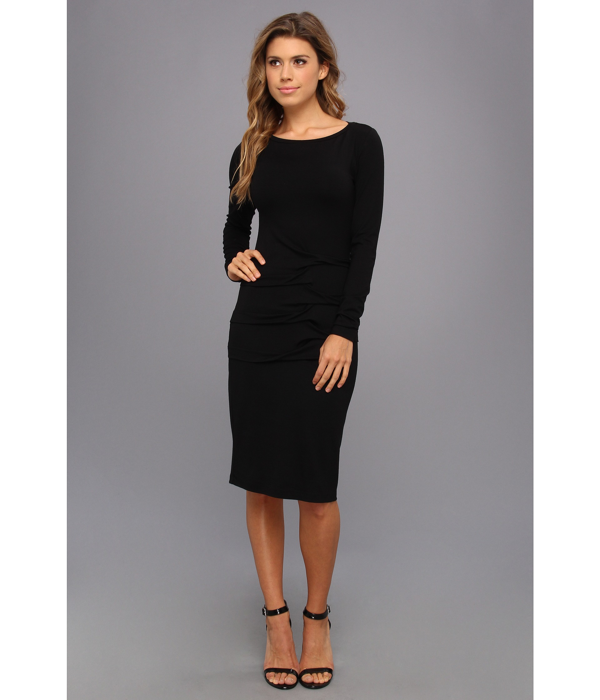 Nicole Miller Leslie Long Sleeve Jersey Dress in Black | Lyst
