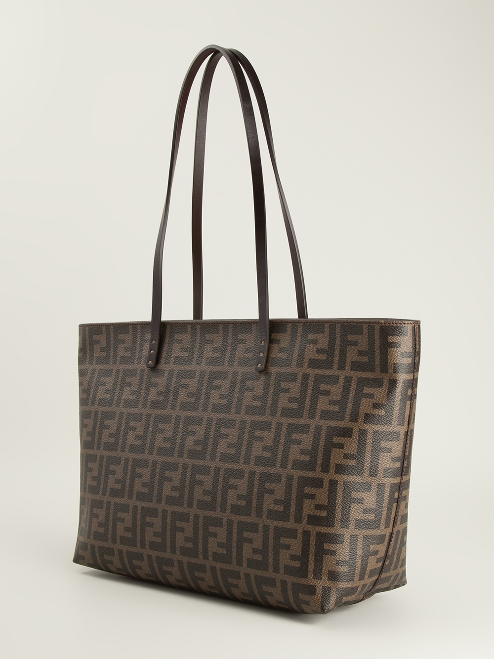 Fendi Roll Monogram Tote in Brown | Lyst