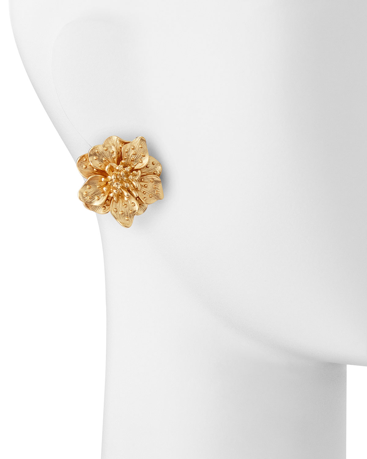 Lyst Kenneth Jay Lane Satin Golden Flower Clip Earrings In Metallic Gallery