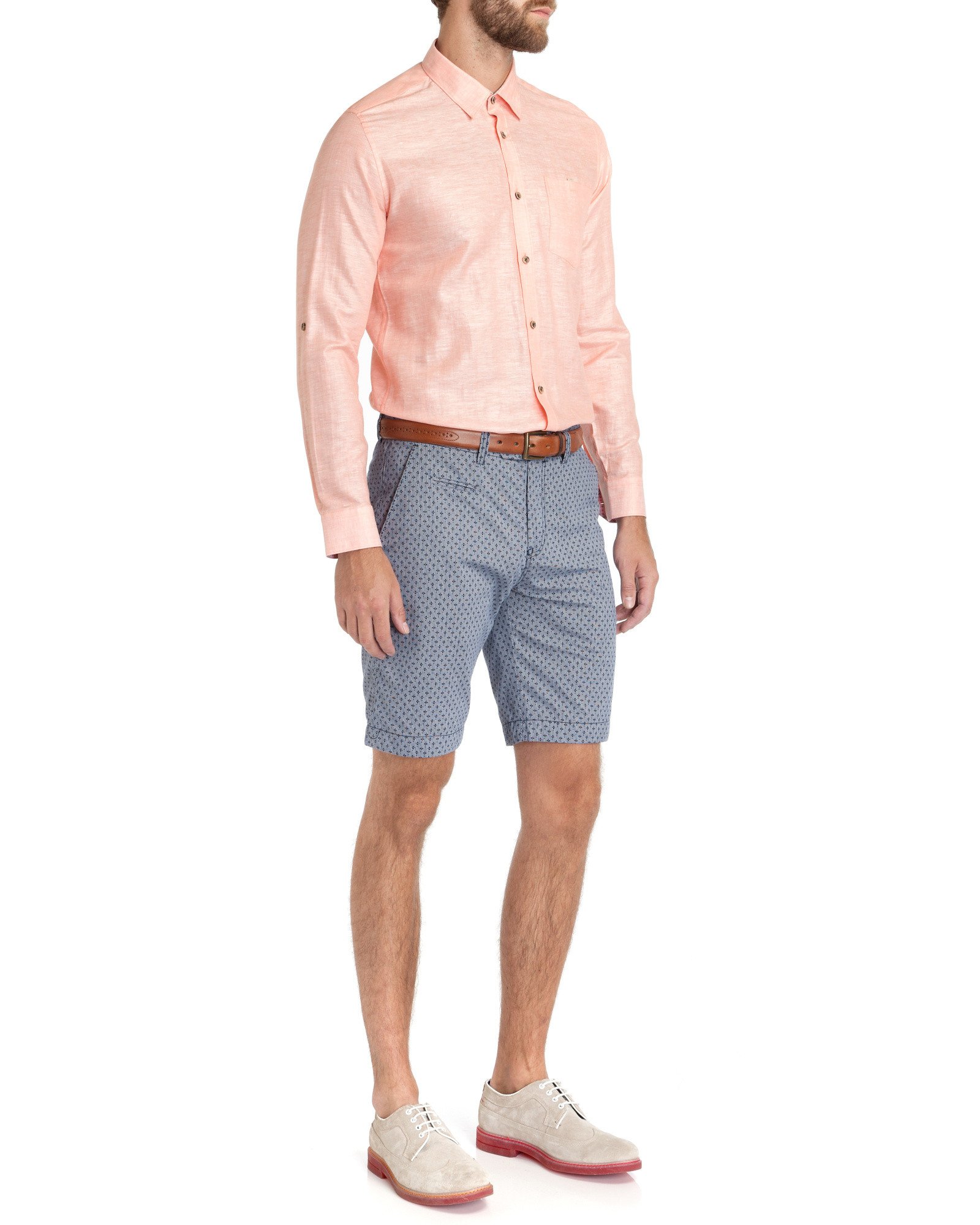 mens pale pink linen shirt