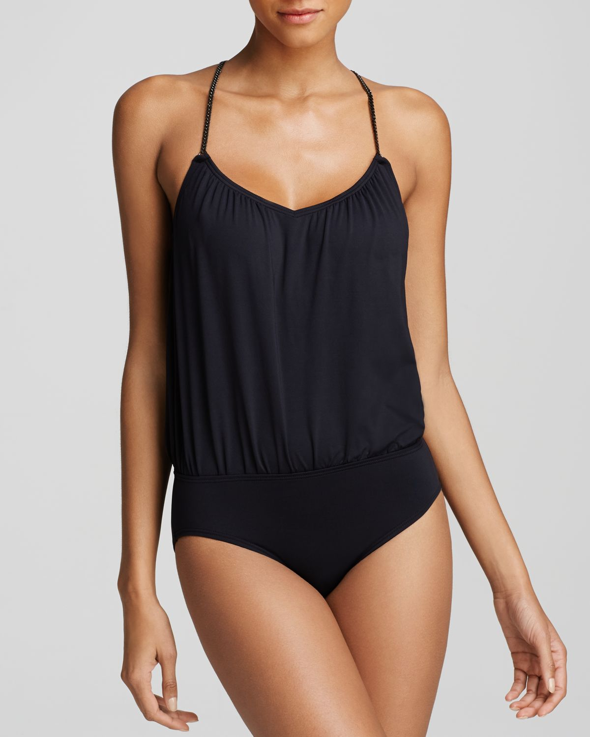 Lyst Vince Camuto Collins Luxe Blouson One Piece Swimsuit In Black