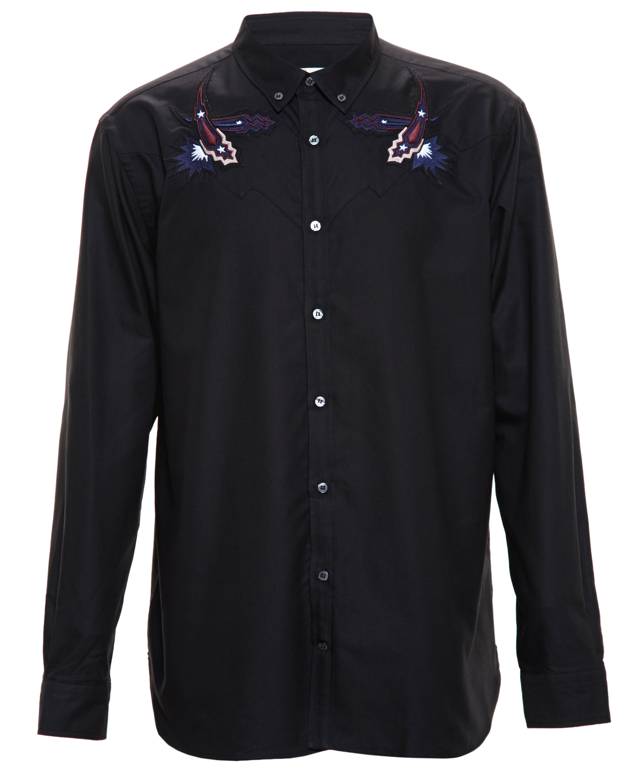 Msgm Embroidered Western Yoke Shirt in Black for Men | Lyst