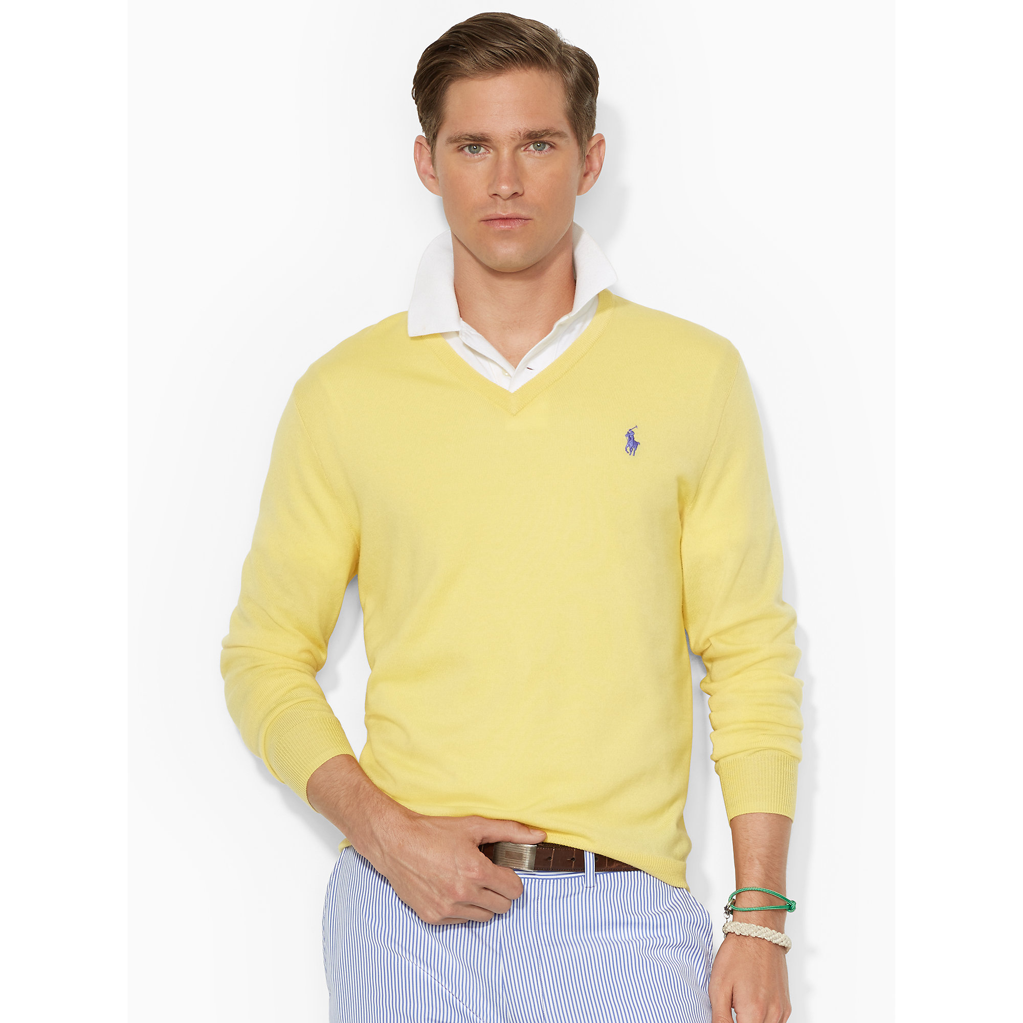 yellow polo v neck