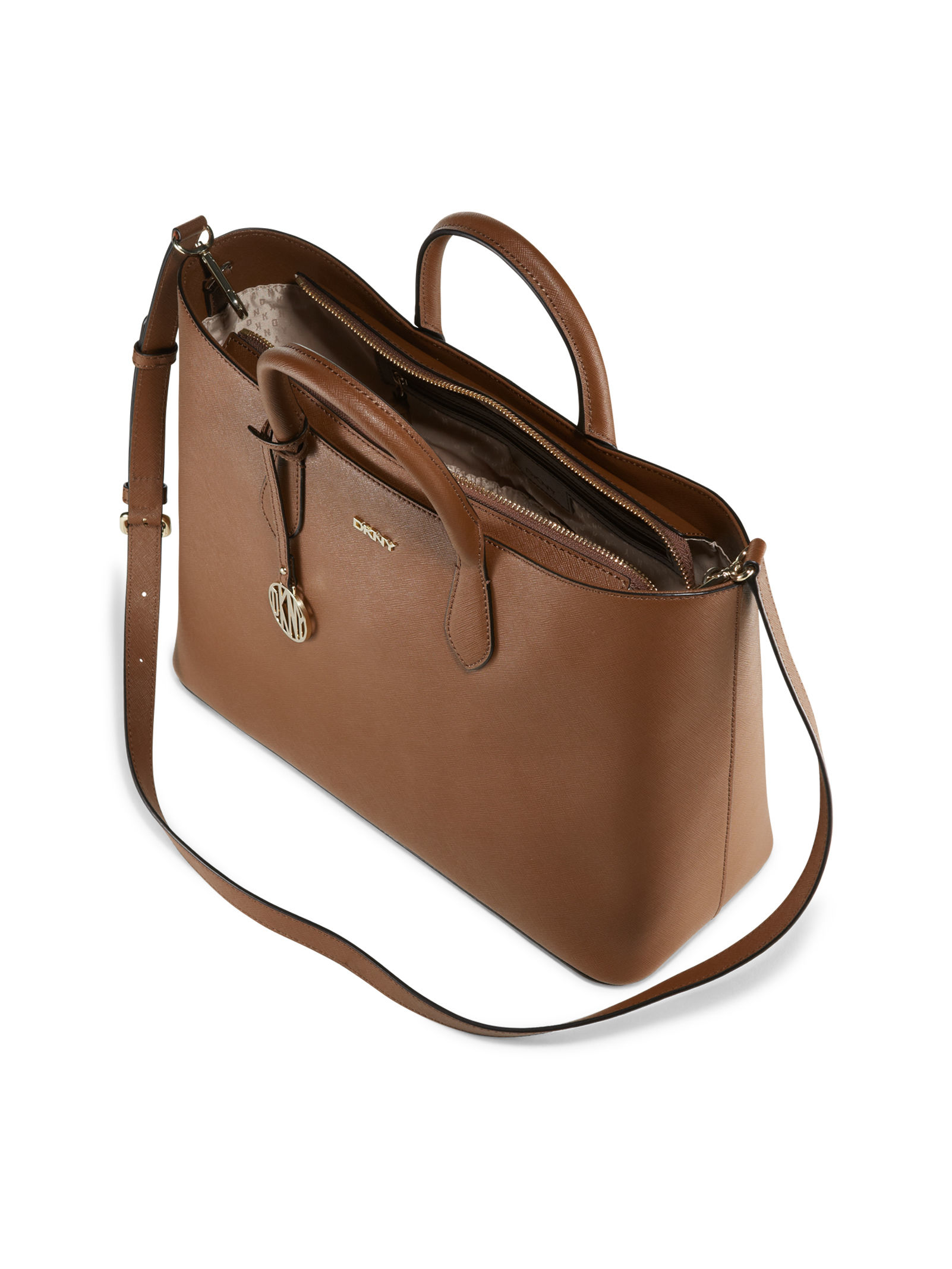 Lyst Dkny Saffiano Leather Top Handle Tote In Brown Gallery