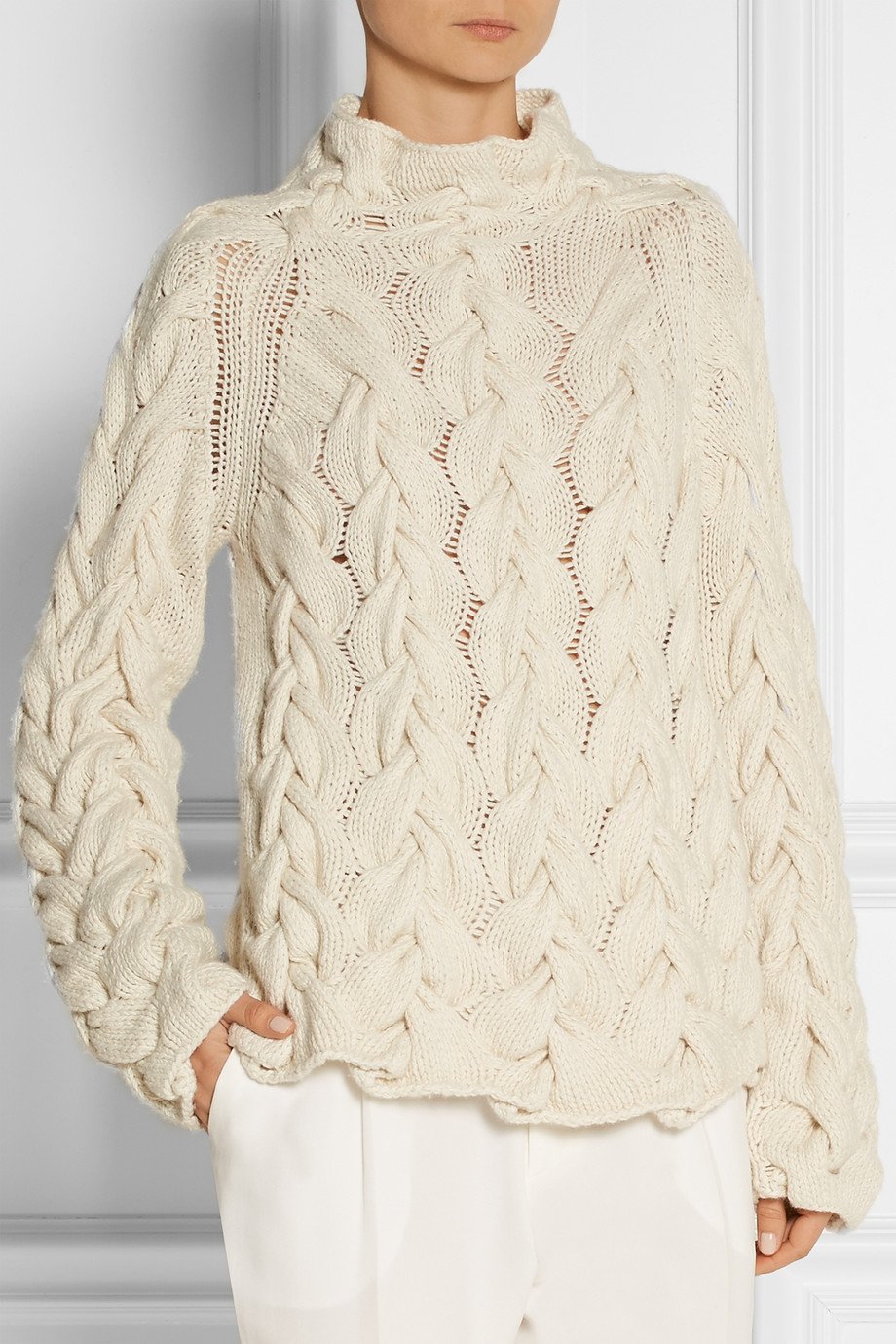 Lyst - The Row Leander Cable-Knit Cashmere And Silk-Blend Sweater in White