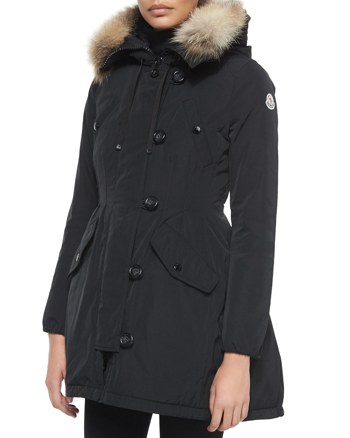 Moncler Arriette Fur-trim Puffer Coat in Black | Lyst
