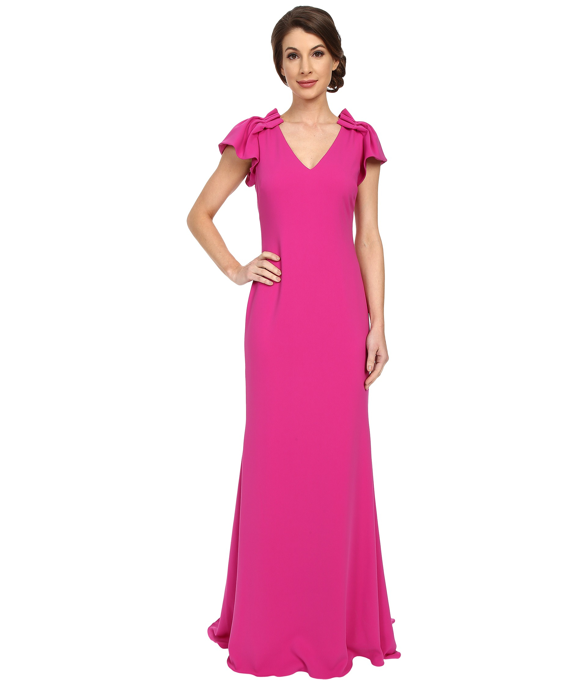 Ruffle Sleeve Evening Dress