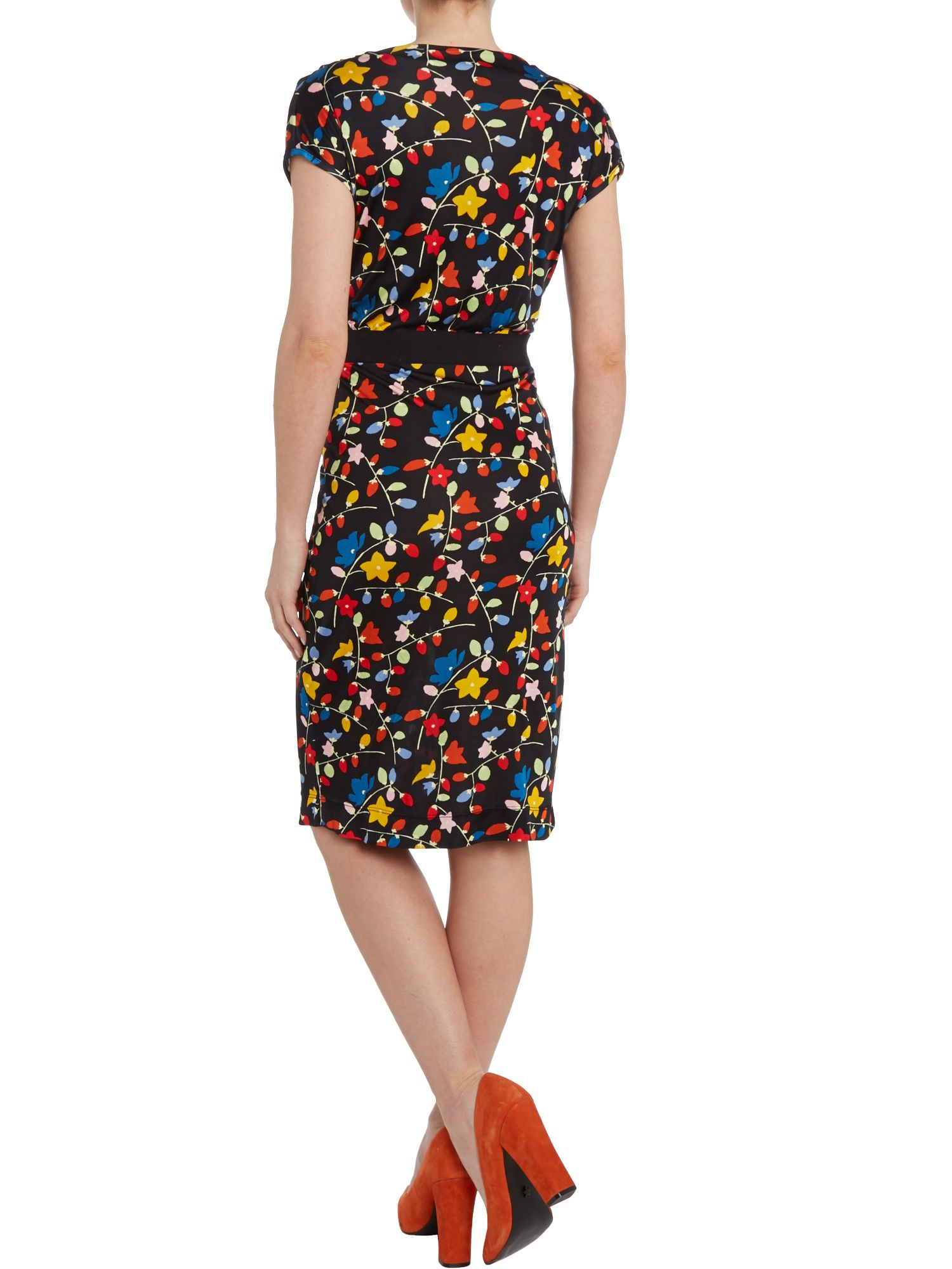 Love moschino Capped Sleeve Floral Dress in Black Lyst