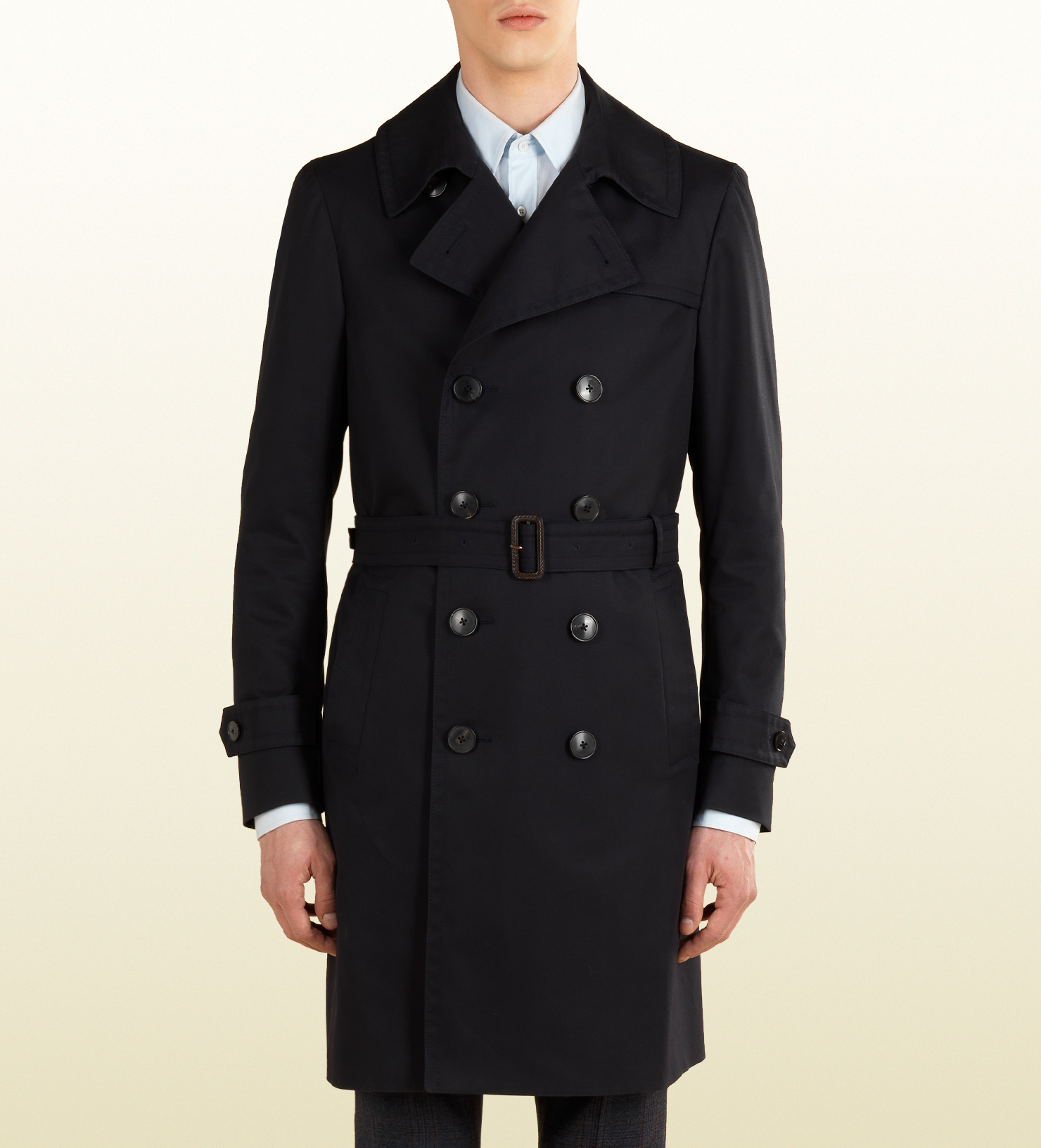 Gucci Dark Blue Cotton Twill Trench Coat in Blue for Men | Lyst