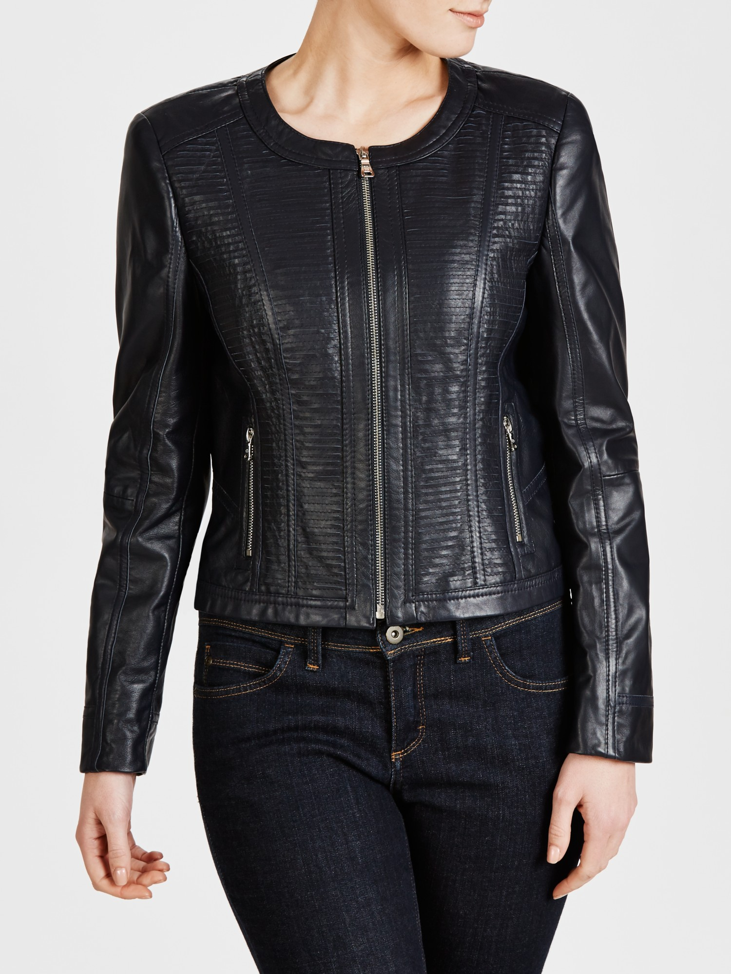 Gerry Weber Leather Jacket in Black - Lyst