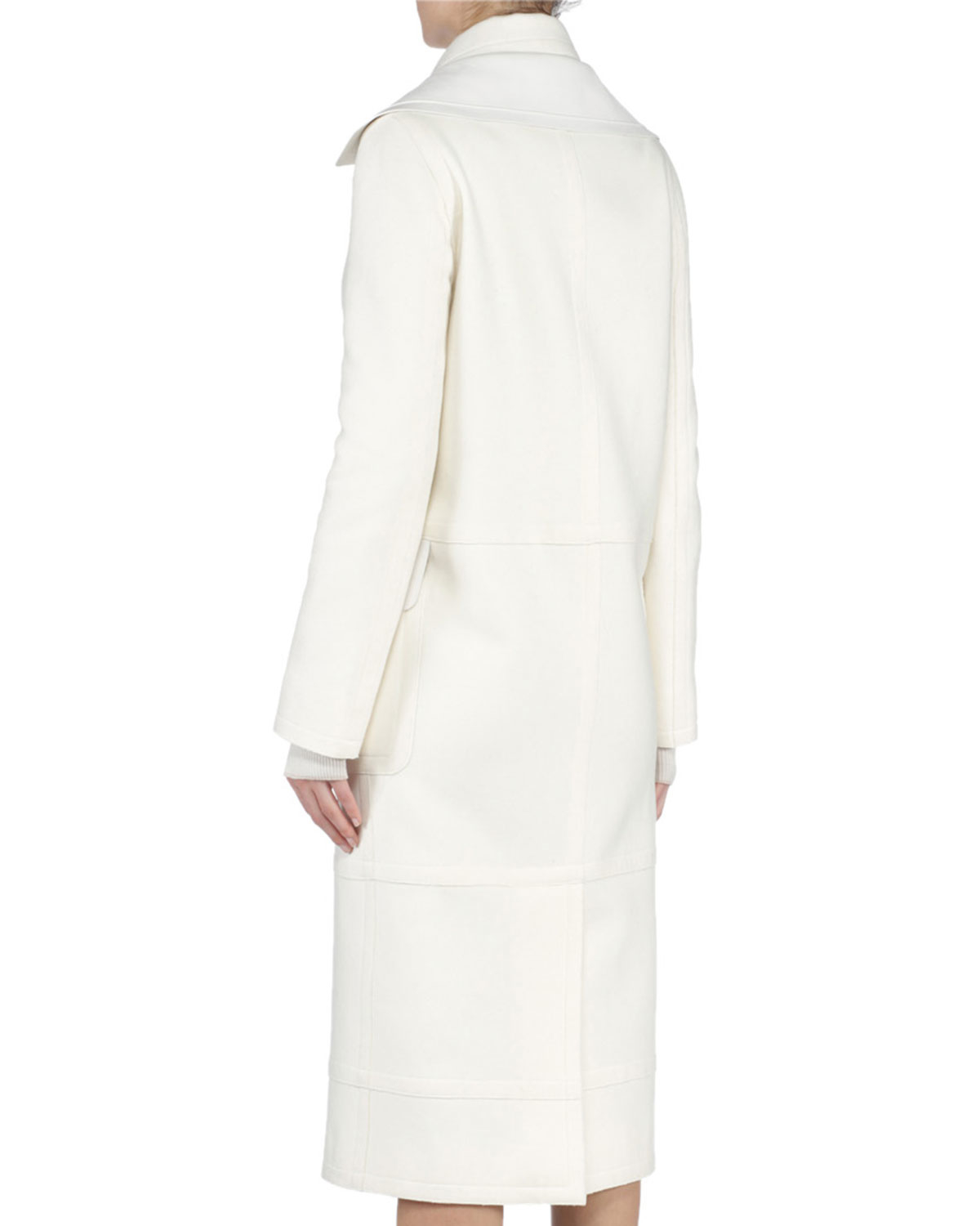 Lyst - Fendi Leather-Collar Wool-Cashmere Long Coat in White