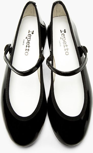 Repetto Black Patent Leather Lio Mary Jane Flats in Black | Lyst
