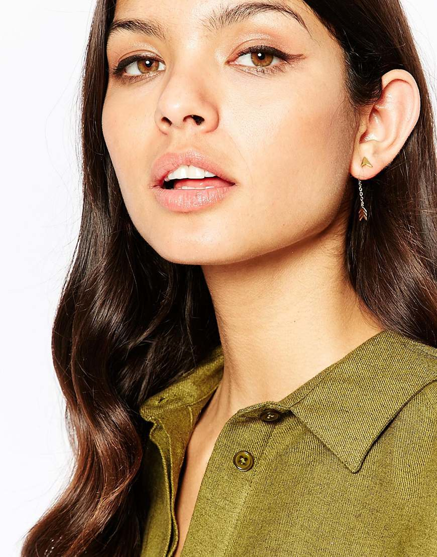 Lyst Gorjana Gold Plated Arrow Drop Earrings In Metallic Gallery