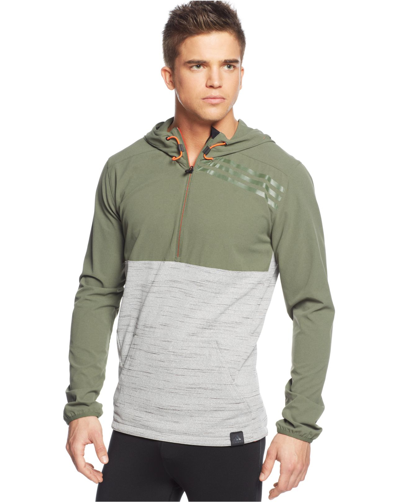 Lyst - Adidas Two-tone Half-zip Hoodie in Green for Men