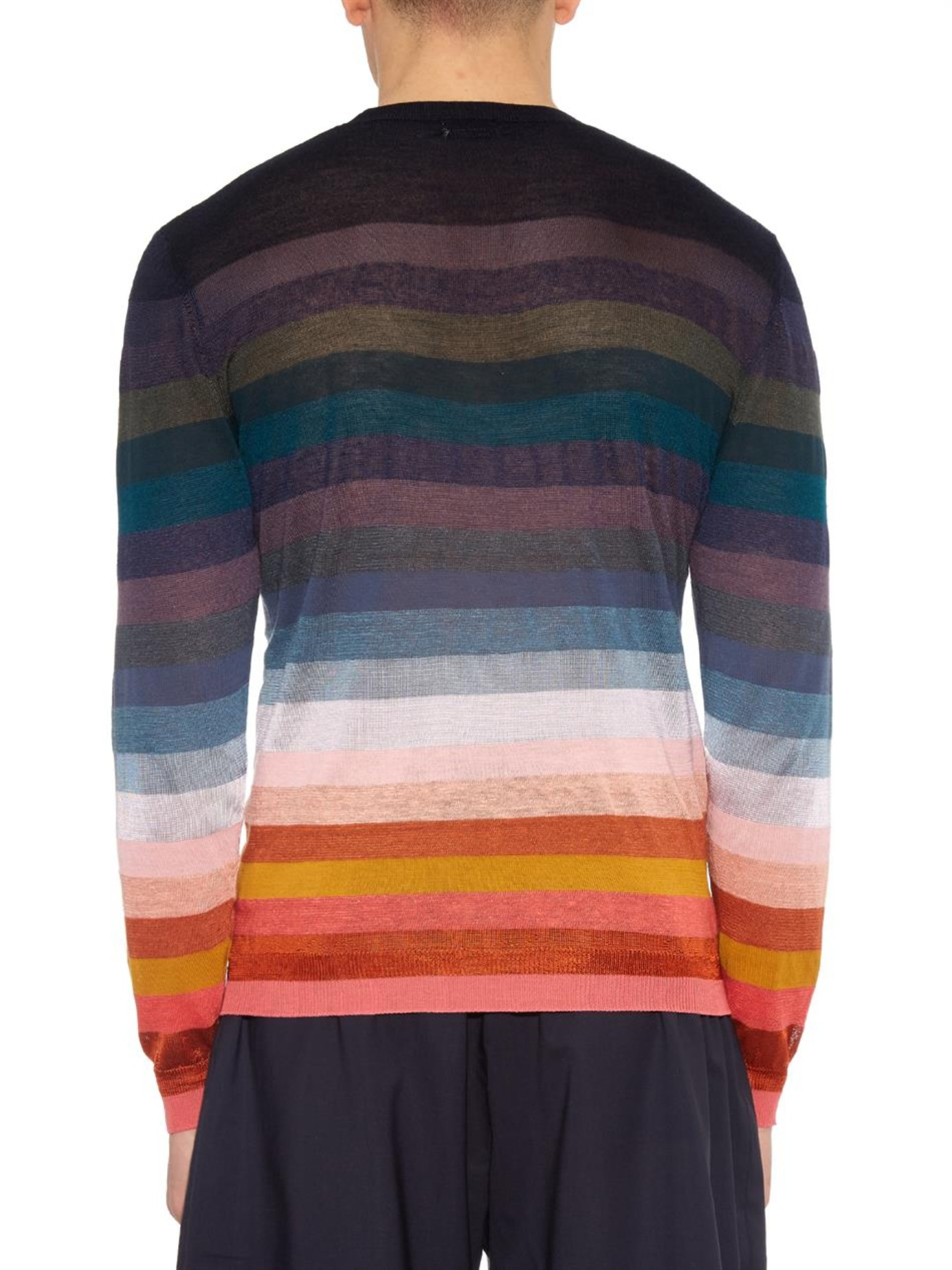 Paul smith Striped Lightweight-knit Sweater in Blue for Men | Lyst