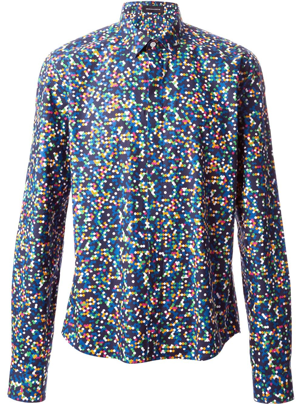 Kris van assche Confetti Print Shirt in Blue for Men | Lyst