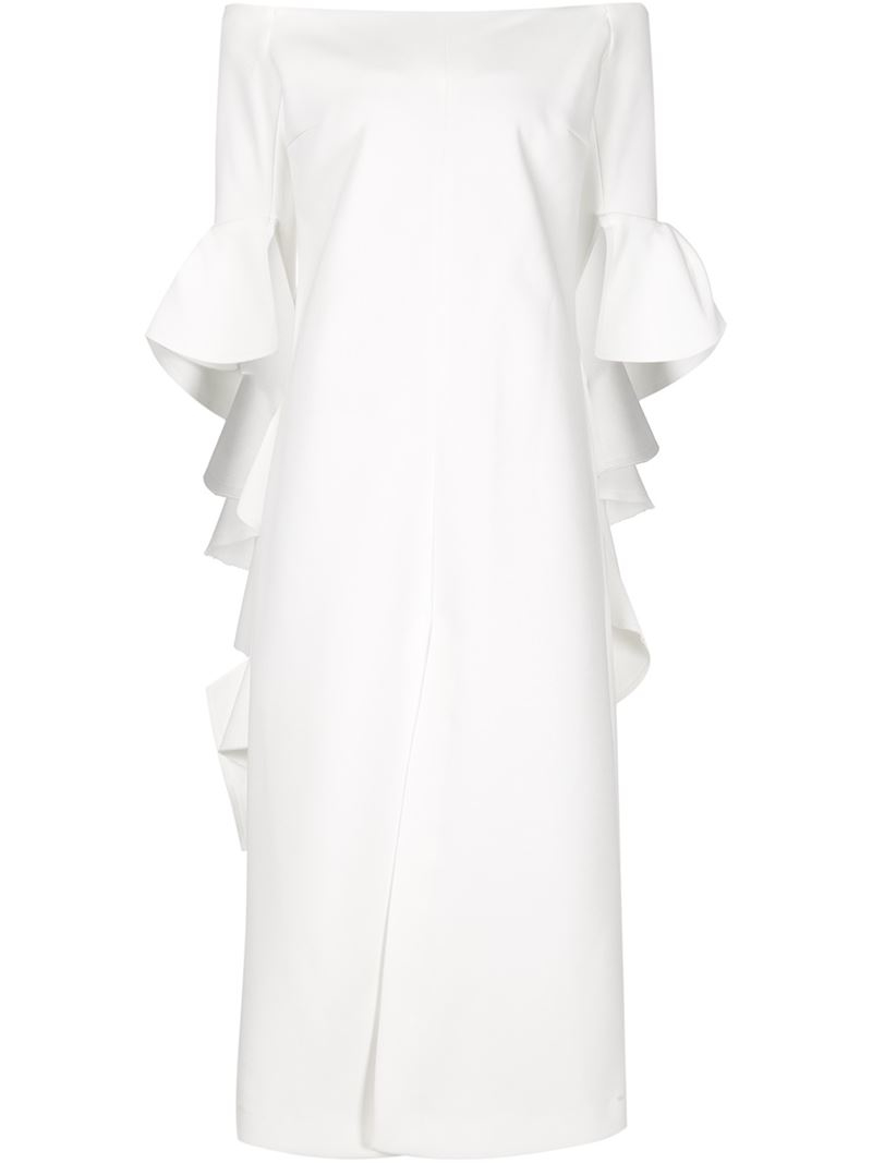 Lyst Ellery Ruffled Off Shoulder Dress In White Gallery