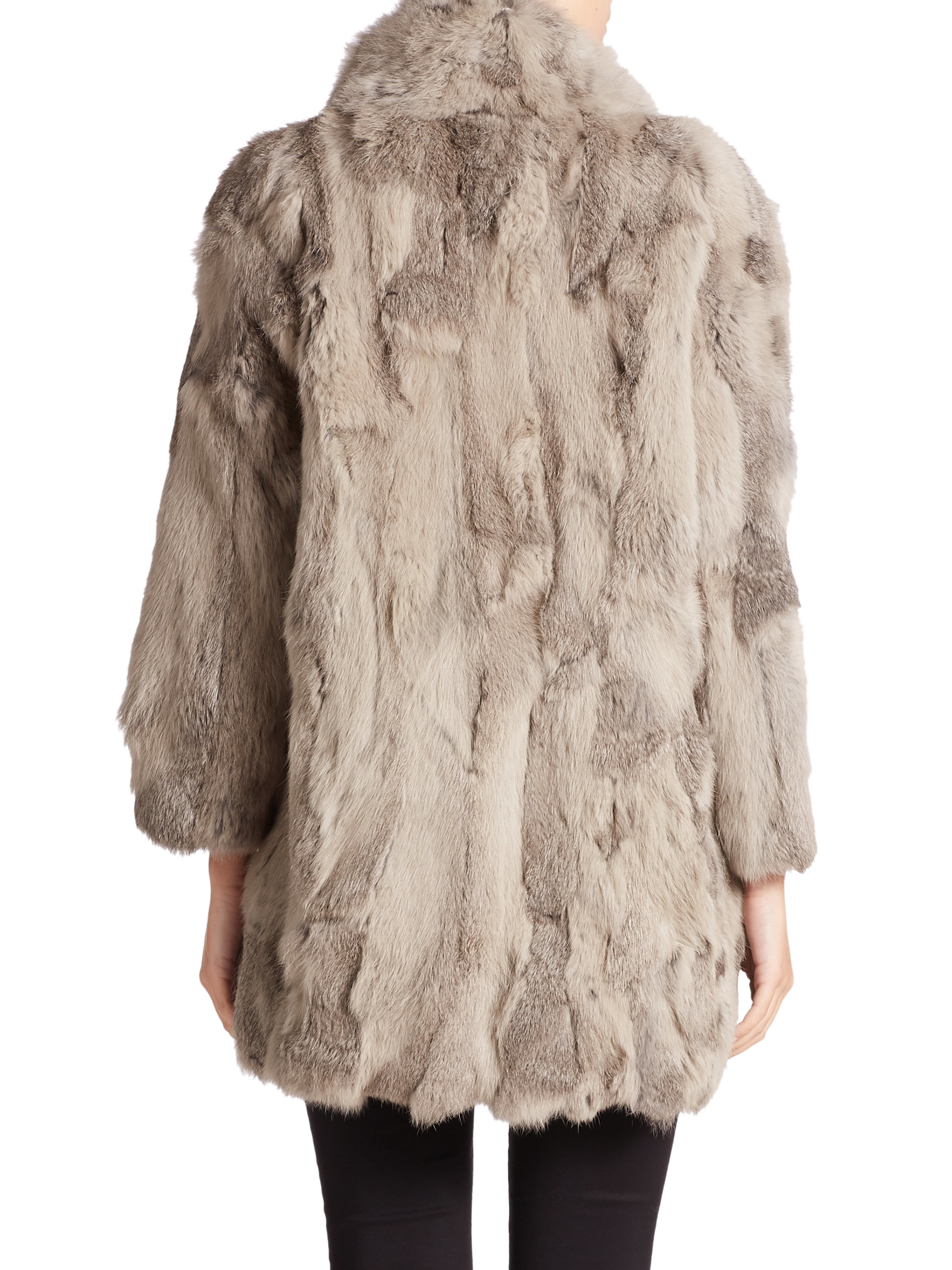 Lyst - Adrienne Landau Textured Rabbit Fur Coat in Gray