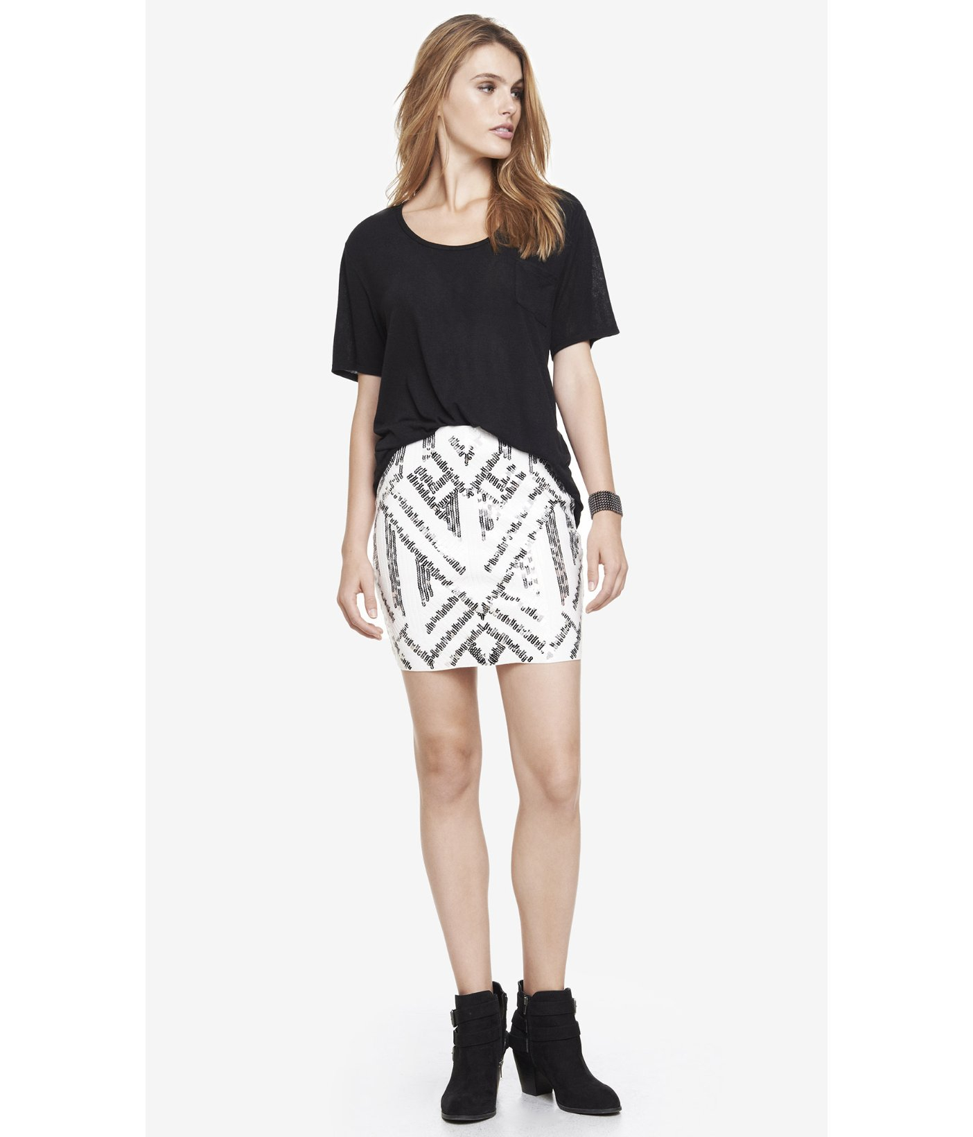 Express High Waisted Sequin Mini Skirt in Black Lyst