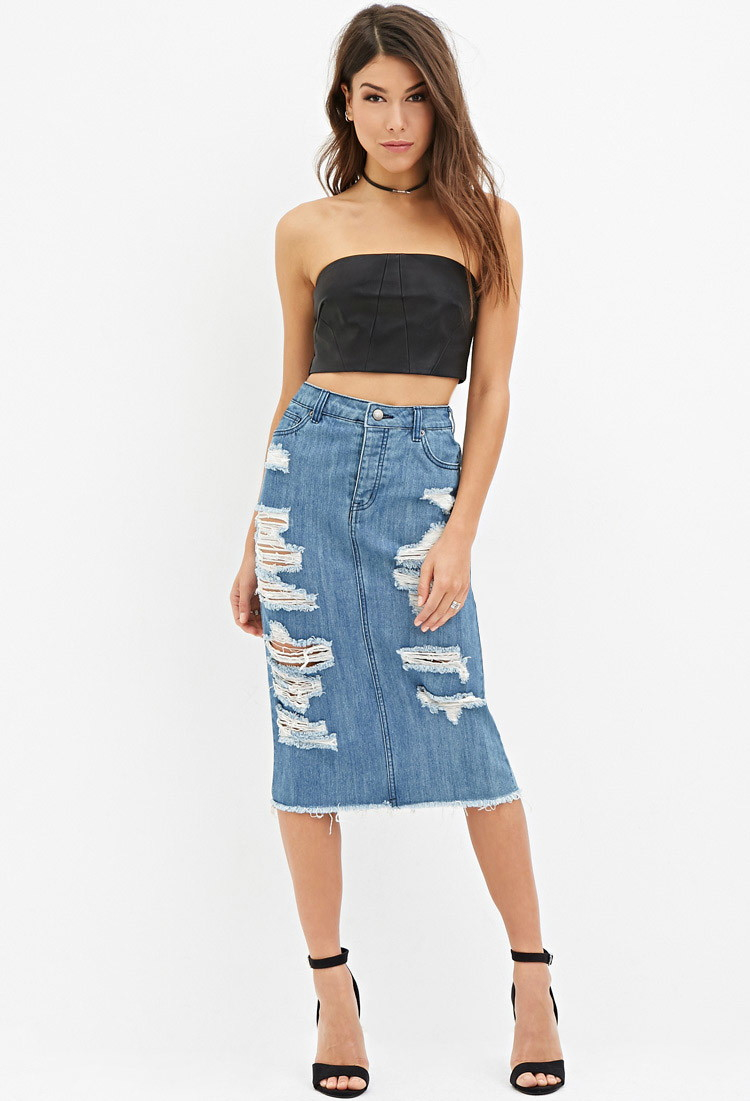 Pencil Skirt High Waisted Denim Skirt Forever 21 Forever 21 Jean