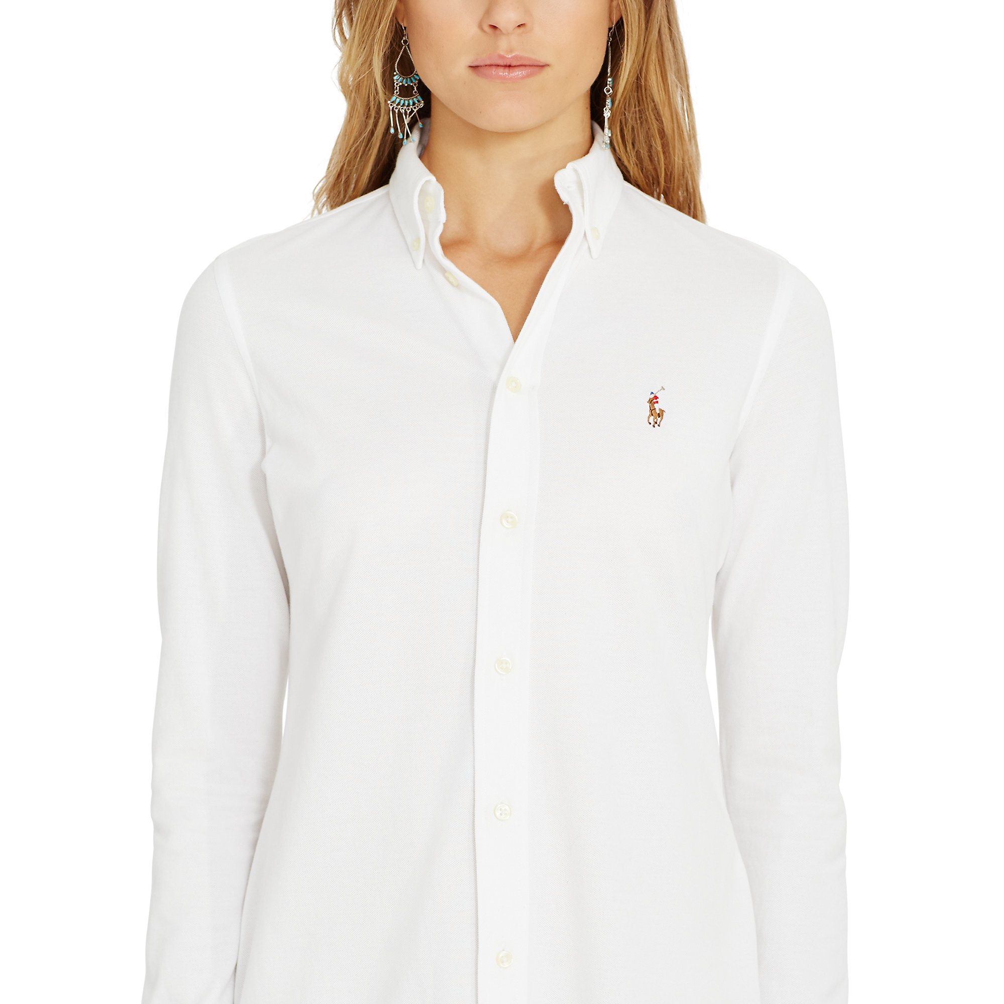 Polo ralph lauren Knit Oxford Shirtdress in White | Lyst