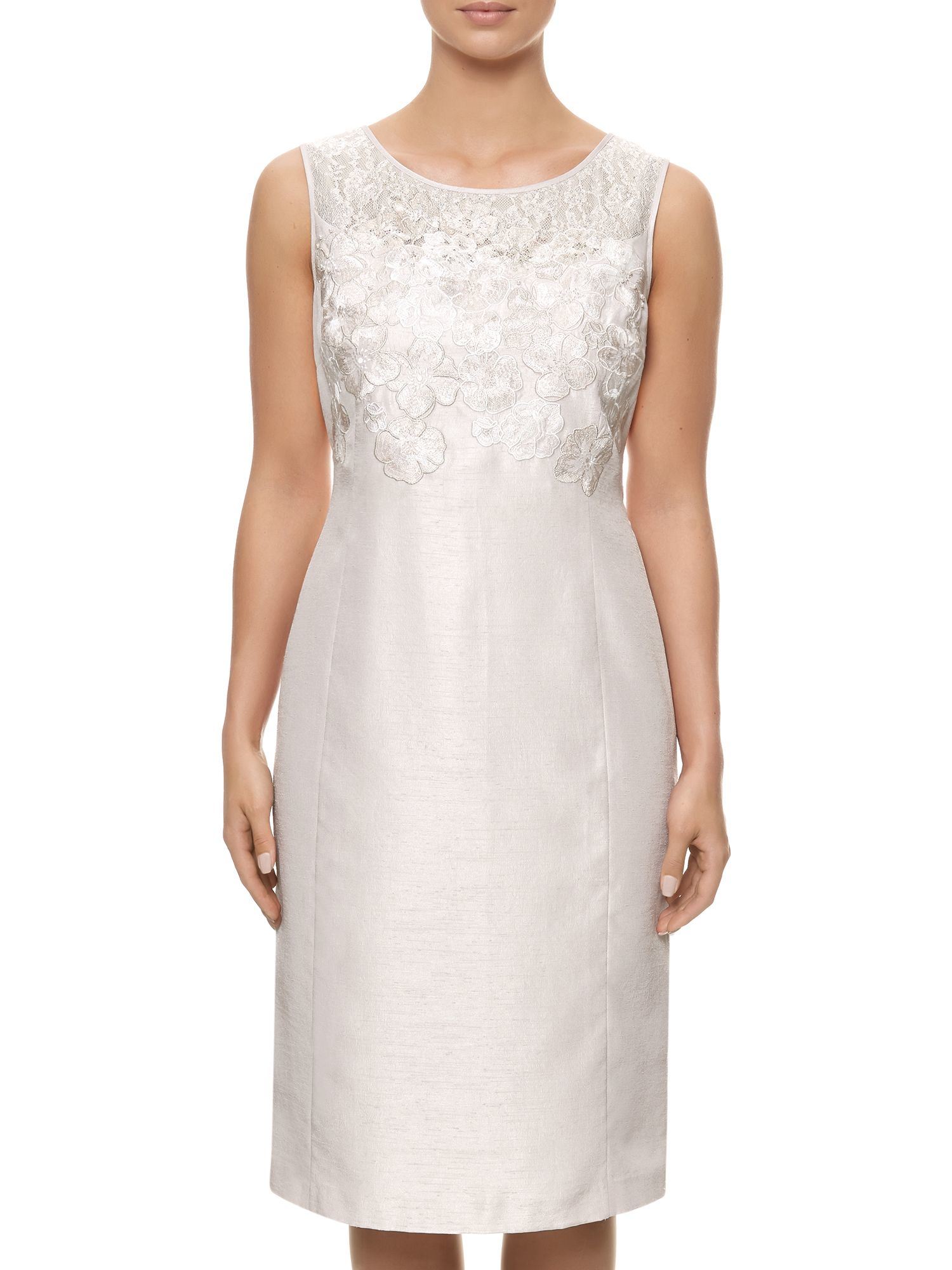 Jacques vert Embroidered Detail Shift Dress in Natural | Lyst