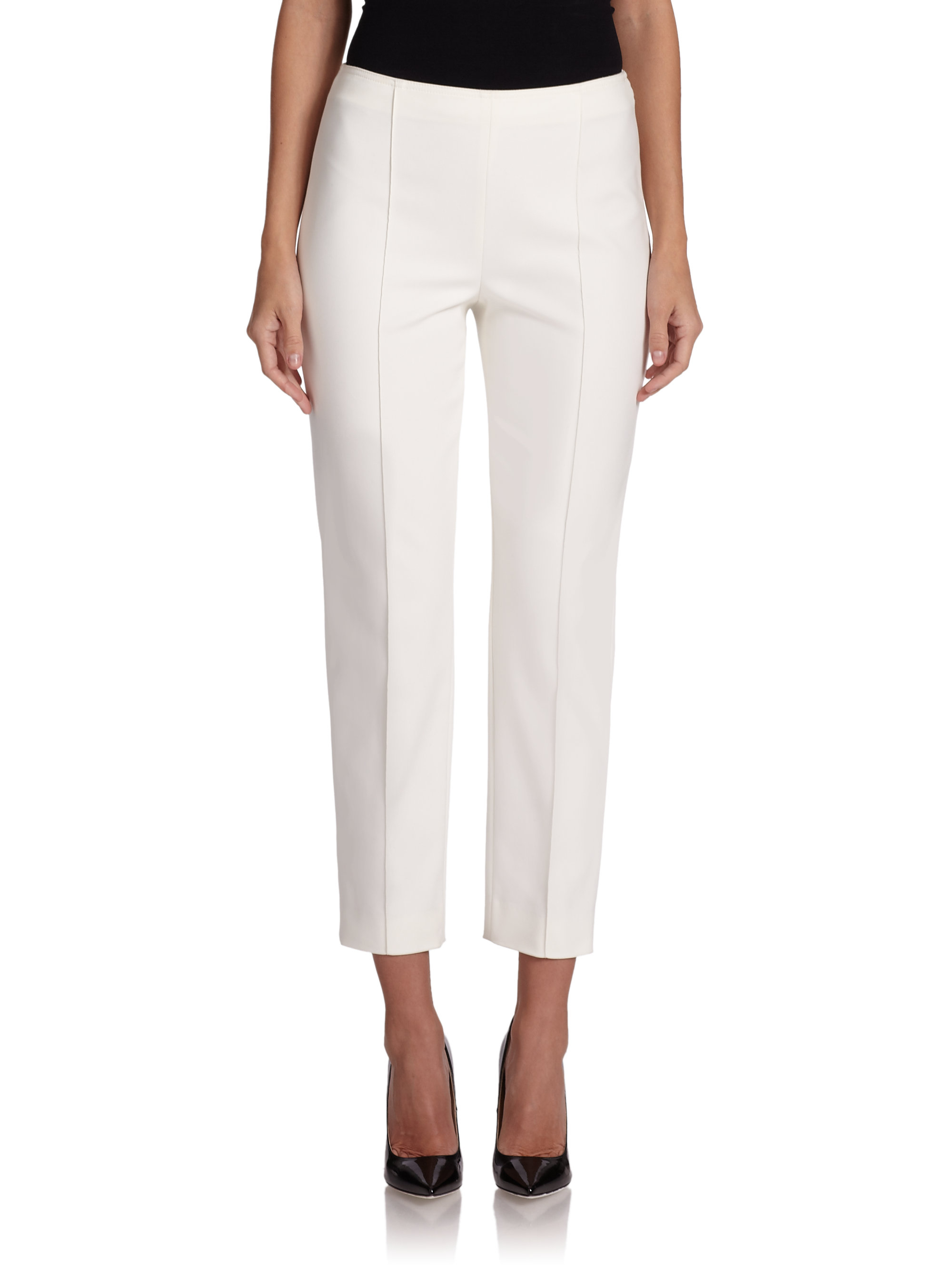 Lyst - St. john Cropped Stretch-cotton Pants in White