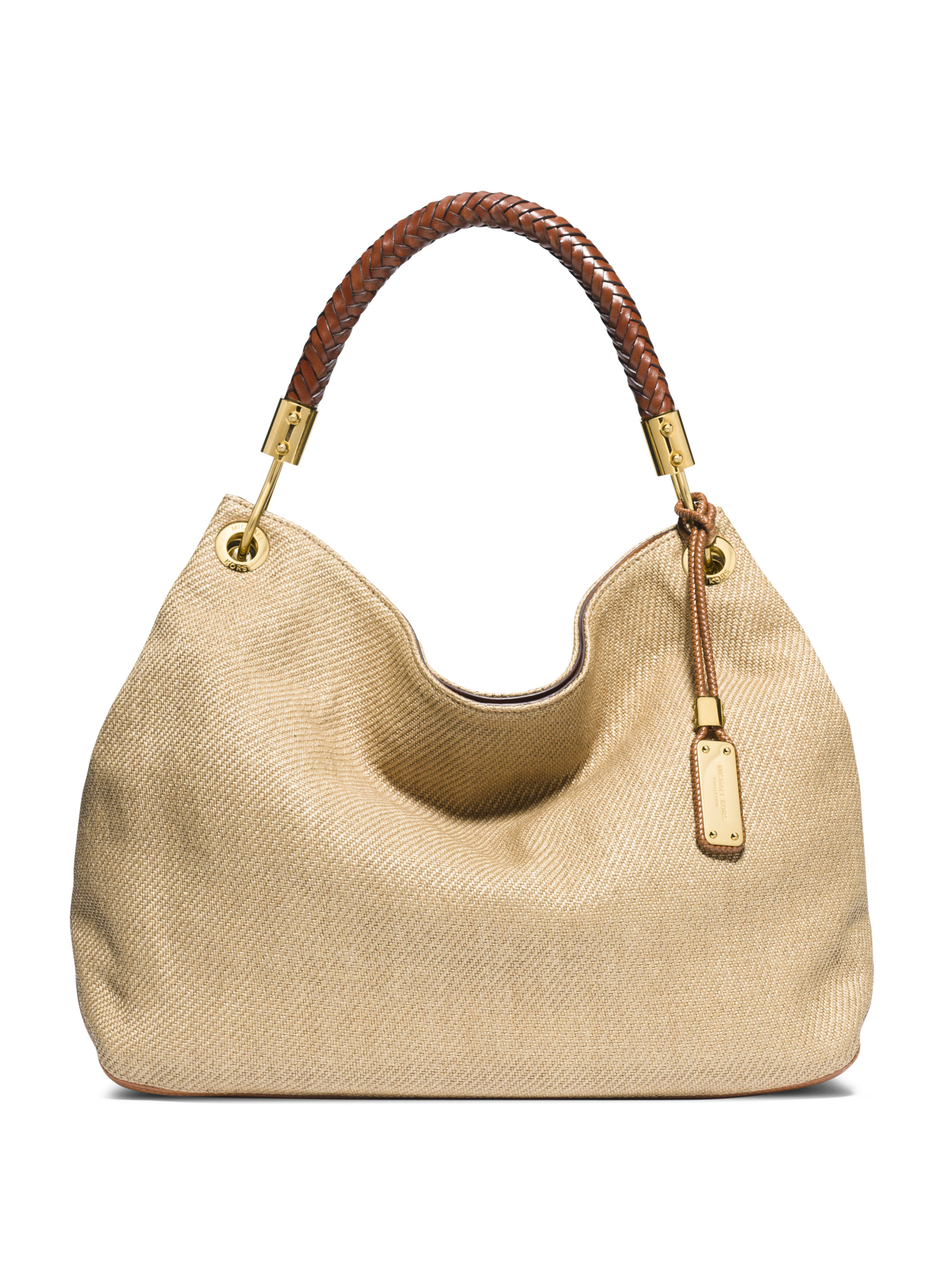 Michael Kors Skorpios Large Braided-Handle Woven Hobo Bag in Beige ...